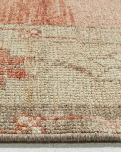 Vintage CIRCA 1940 Terrakotta Oushak Hand geknotet Wolle Läufer, 5'1 x 11'9
