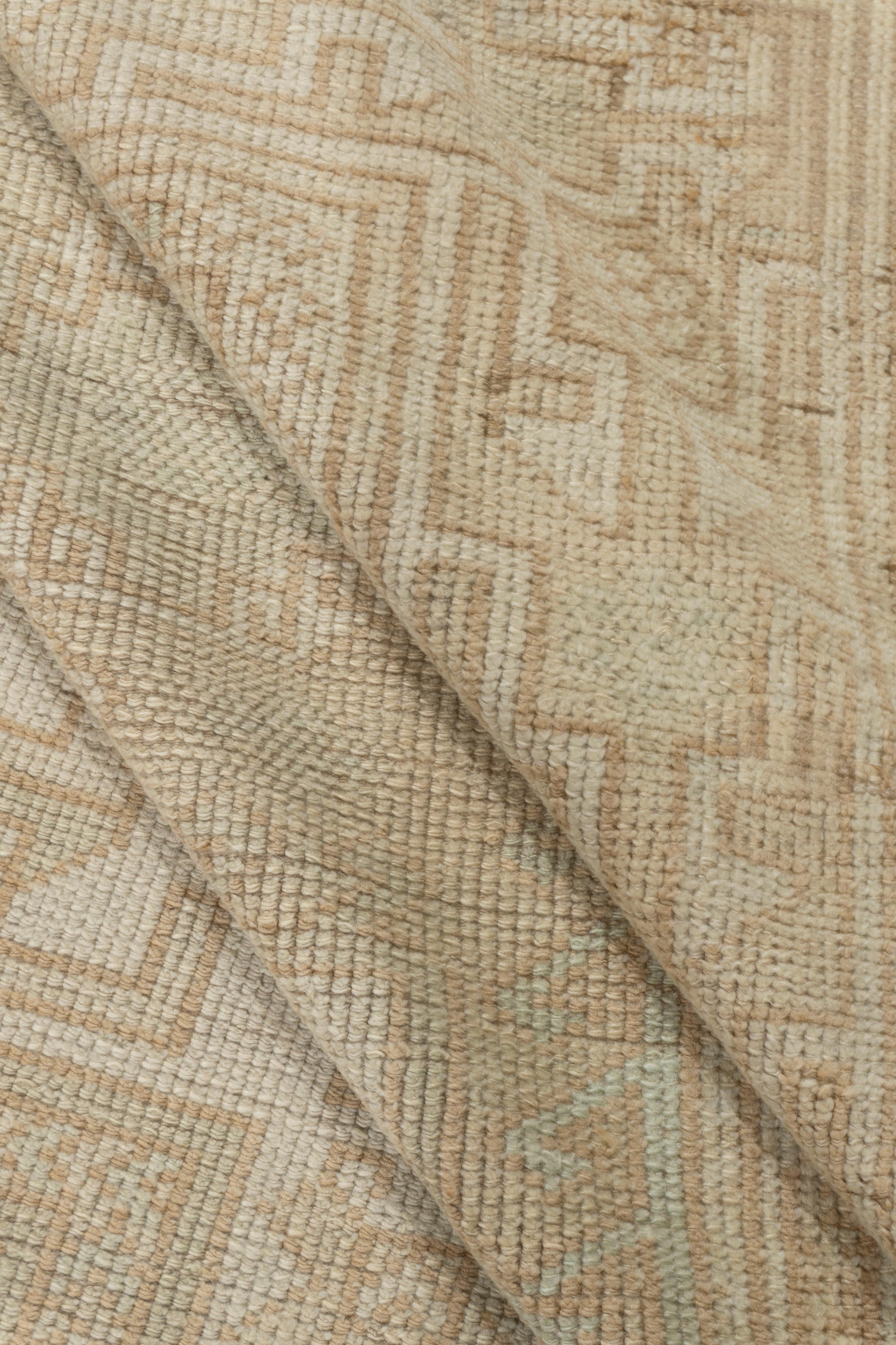 Vintage Circa 1940 Turkish Ivory Beige Oushak Wool Hand Knotted Rug 5'9 X 7'5 For Sale 6