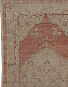 Vintage Circa 1940 Turkish Ivory Hand Knotted Wool Oushak Area Rug 3'3 x 5'3