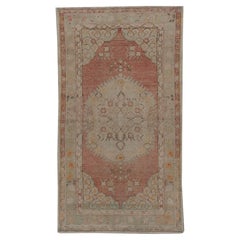 Vintage Circa 1940 Turkish Ivory Hand Knotted Wool Oushak Area Rug 3'3 x 5'3