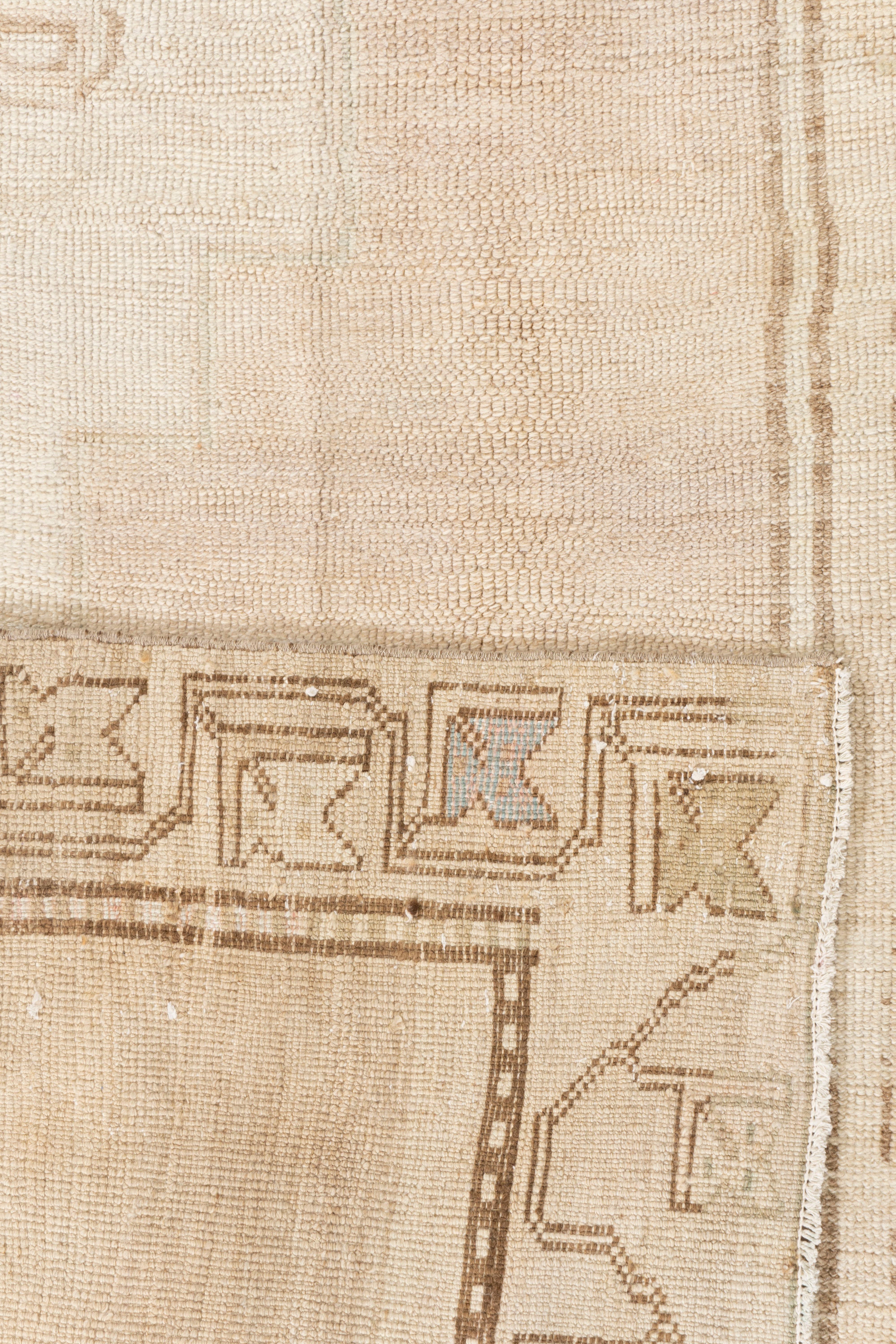 Vintage CIRCA 1940 Türkisch Kars Rosa Wolle Teppich Hand geknüpft 7'5 X 11'5 im Angebot 2