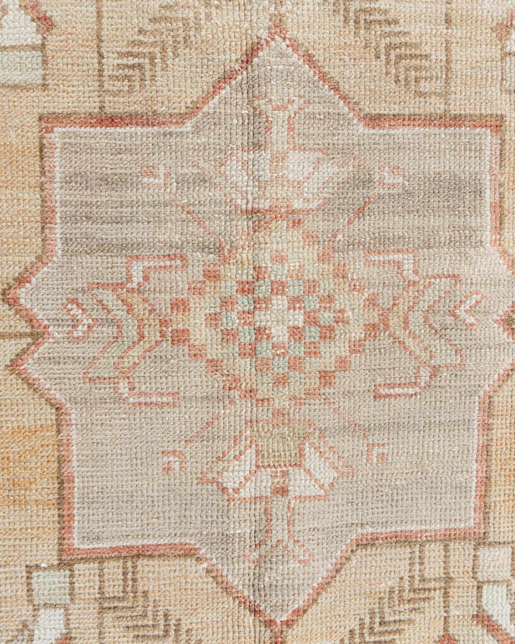 Wool Vintage Circa 1940 Turkish Oushak Rug 4'9 x 11'2 For Sale