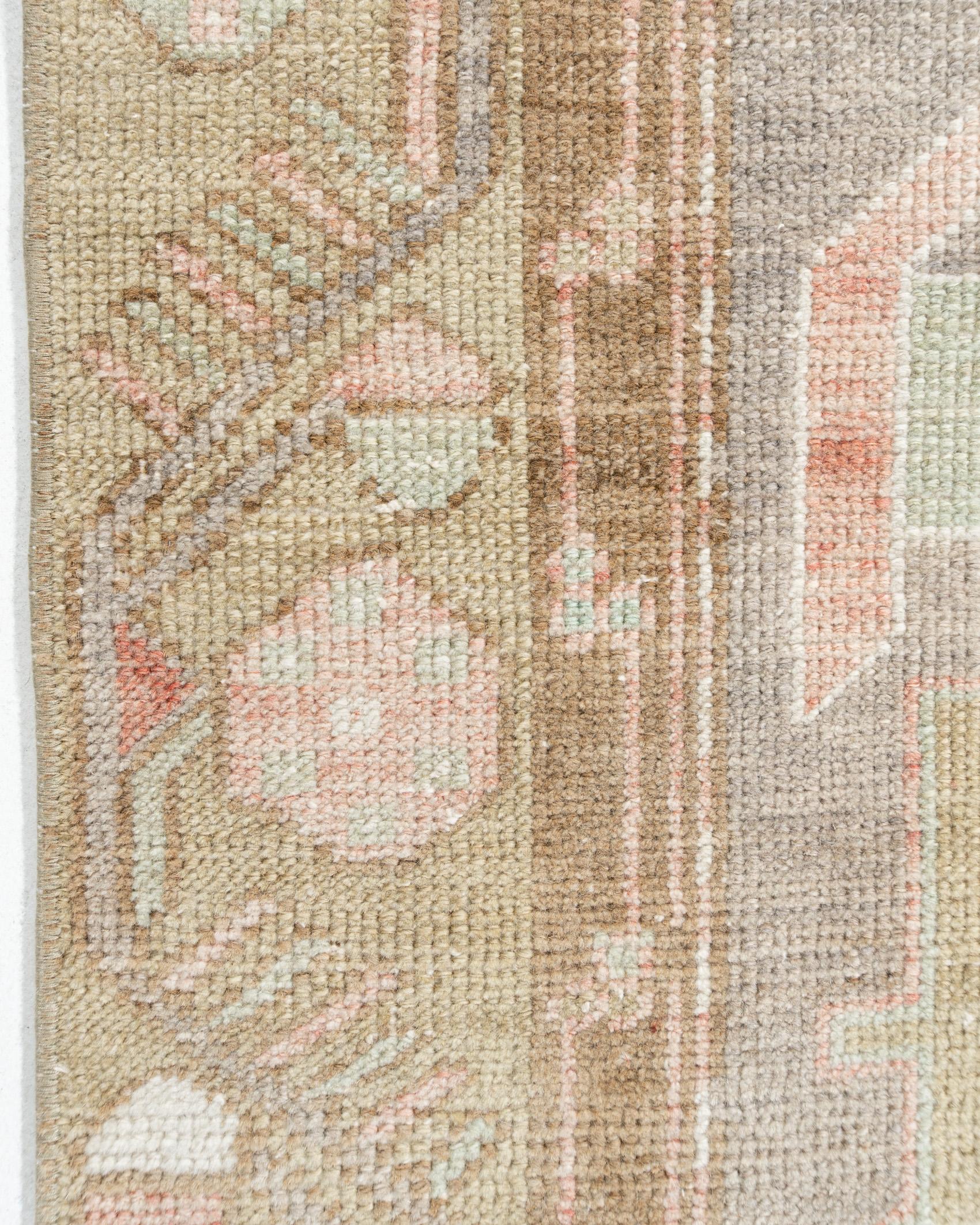 Vintage Circa 1940 Turkish Oushak Rug 4'9 x 11'2 For Sale 2