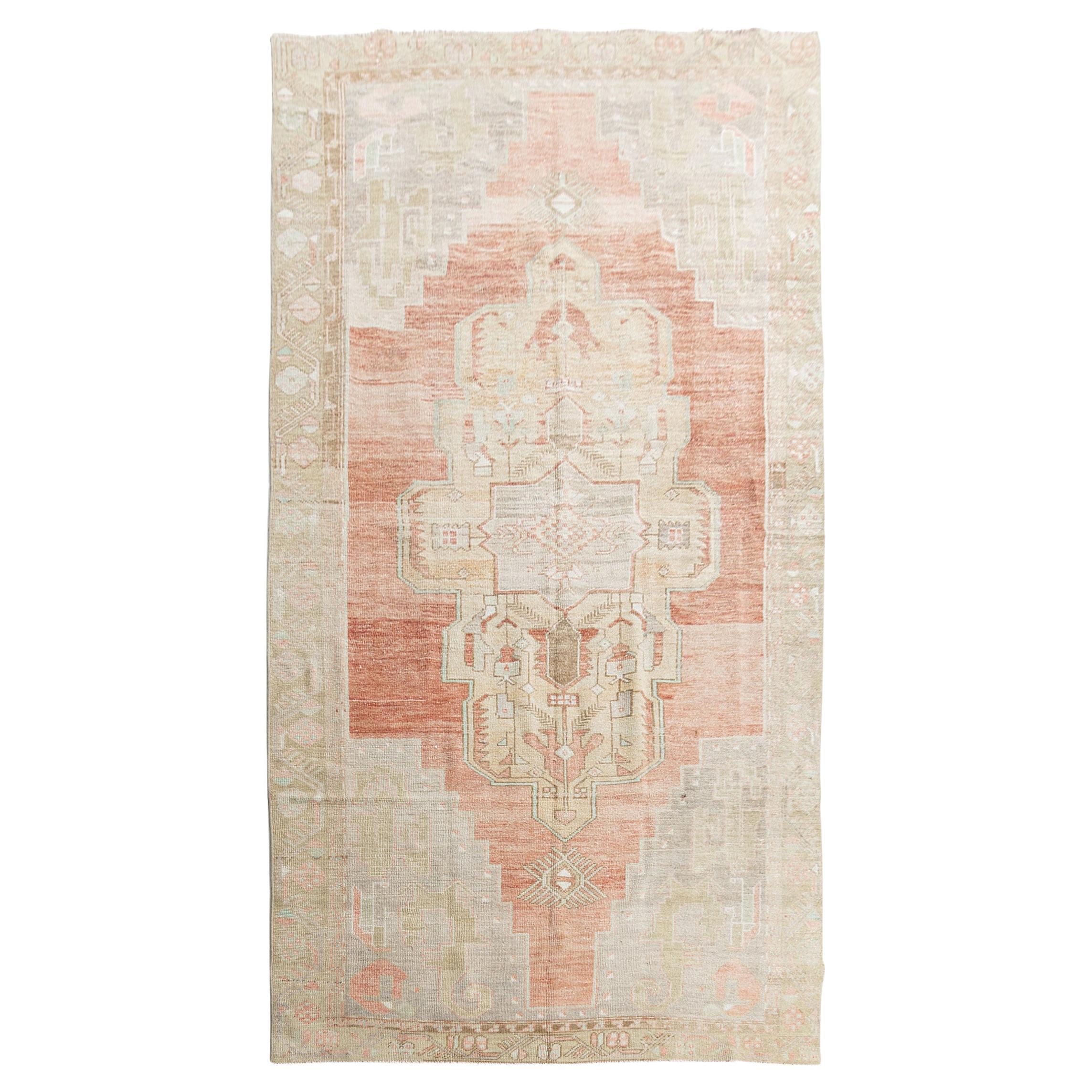 Vintage Circa 1940 Turkish Oushak Rug 4'9 x 11'2 For Sale