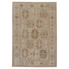Vintage Circa 1940 Turkish Oushak Rug, Handwoven Wool, 3'11 x 5'8