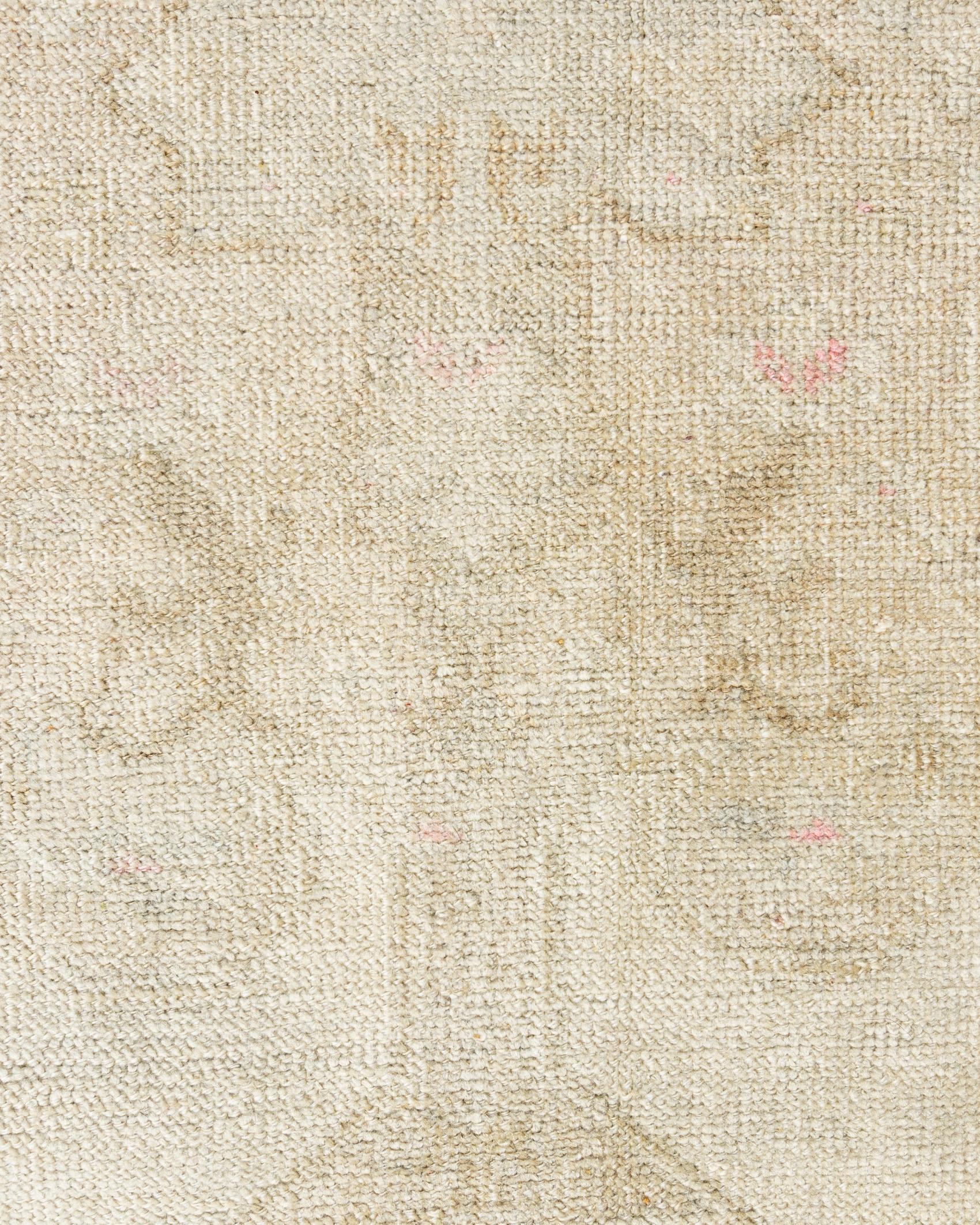 Vintage Circa 1940 Turkish Oushak Taupe Ivory Area Rug 4'7 x 7' For Sale 5