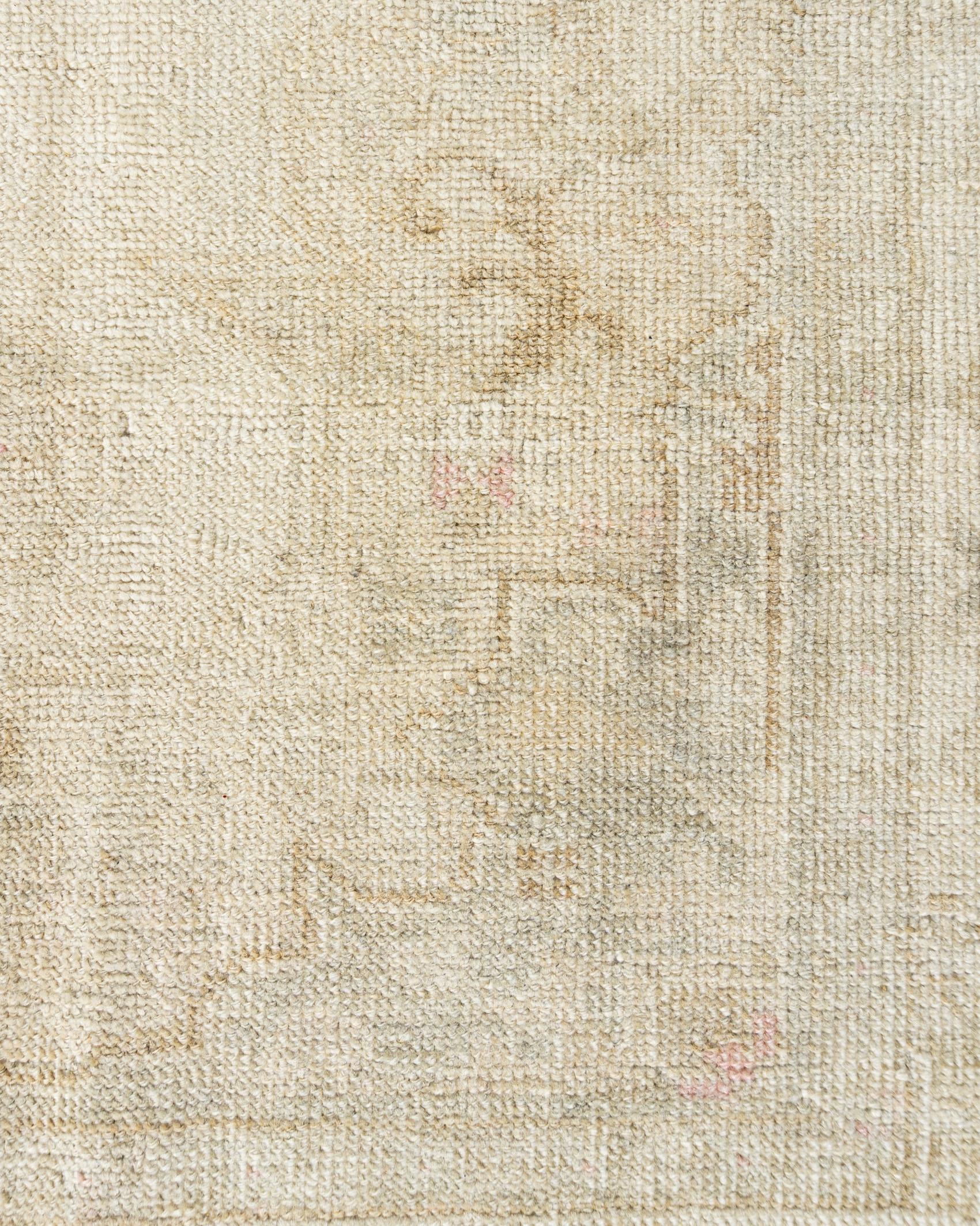 Vintage Circa 1940 Turkish Oushak Taupe Ivory Area Rug 4'7 x 7' For Sale 6