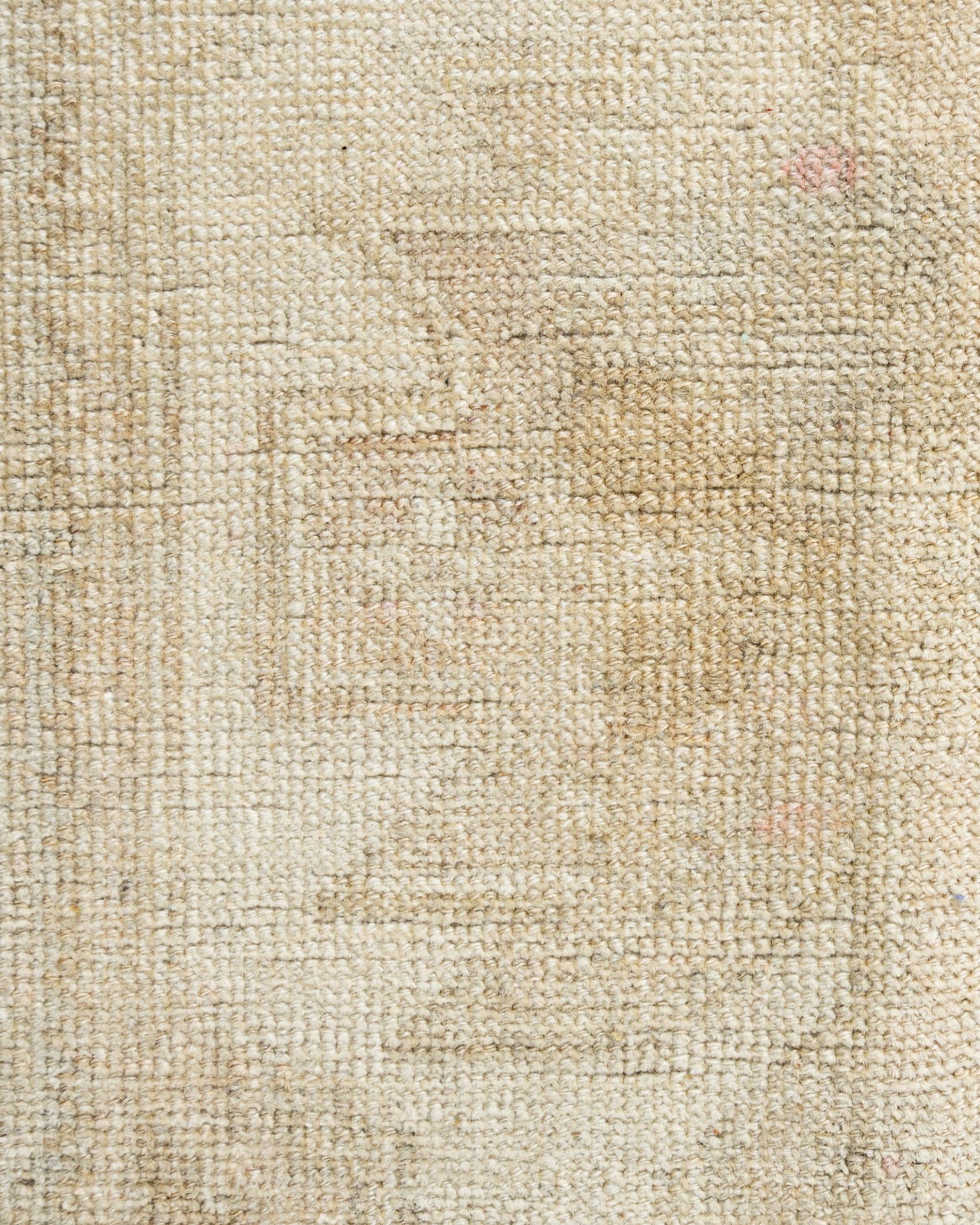 Vintage Circa 1940 Turkish Oushak Taupe Ivory Area Rug 4'7 x 7' For Sale 1