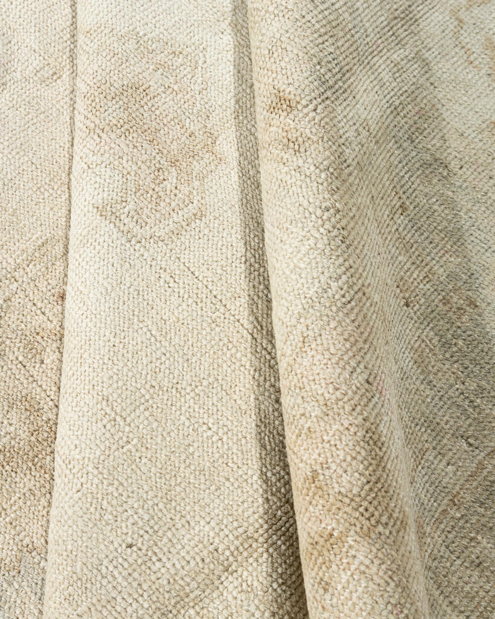 Vintage Circa 1940 Turkish Oushak Taupe Ivory Area Rug 4'7 x 7' For Sale 2