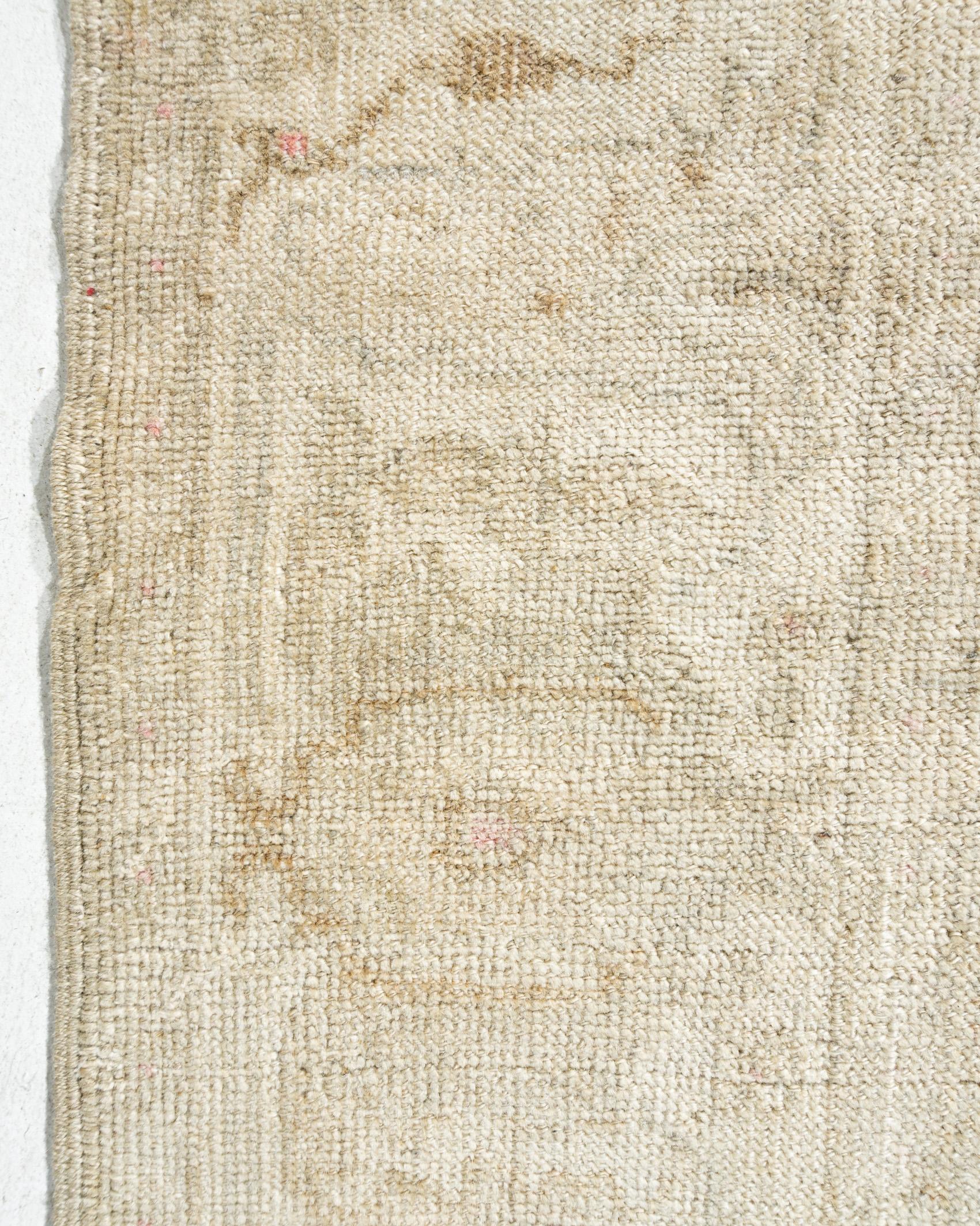 Vintage Circa 1940 Turkish Oushak Taupe Ivory Area Rug 4'7 x 7' For Sale 3