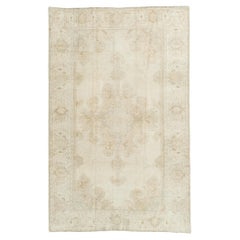Vintage CIRCA 1940 Tappeto turco Oushak Taupe Ivory Area Rug 4'7 x 7'