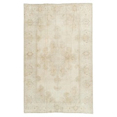 Vintage Circa 1940 Turkish Oushak Taupe Ivory Area Rug 4'7 x 7'