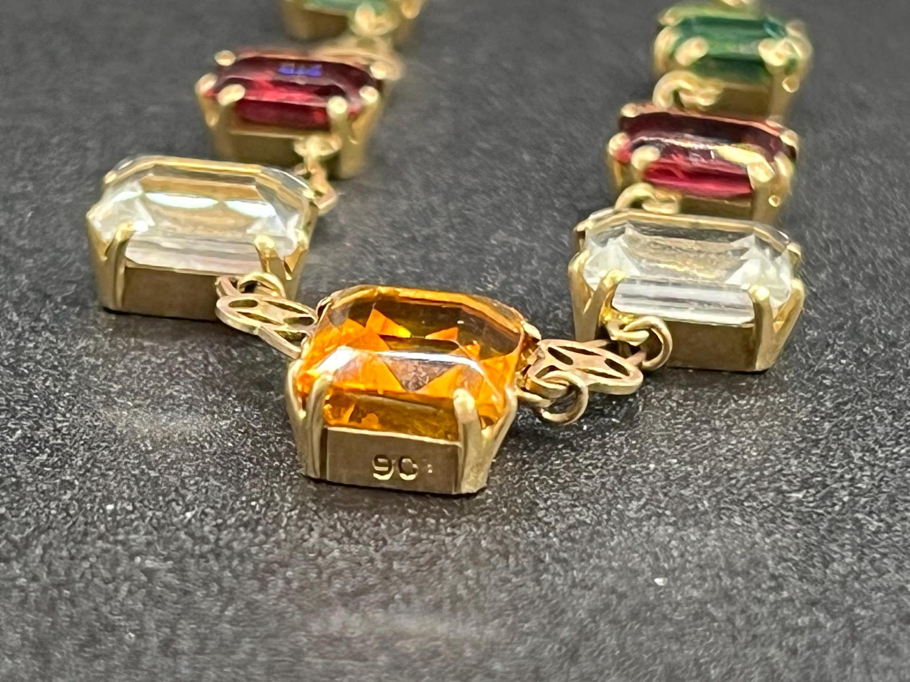 Collana multi gemme in oro 10k, vintage, circa 1940 in vendita 1