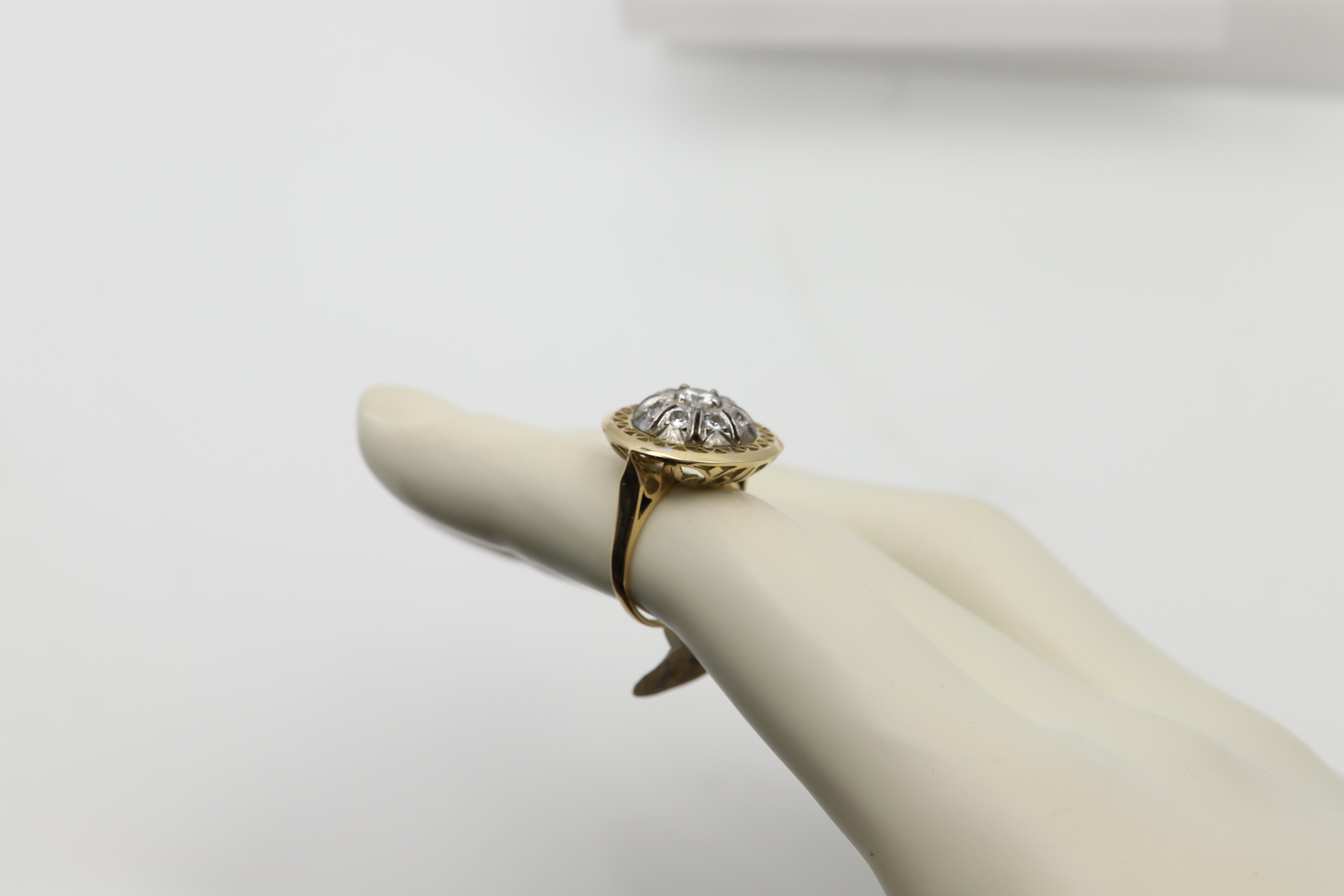 CIRCA 1940er Jahre Diamantring 14 Karat Gold Fingergröße 4 (Rundschliff) im Angebot