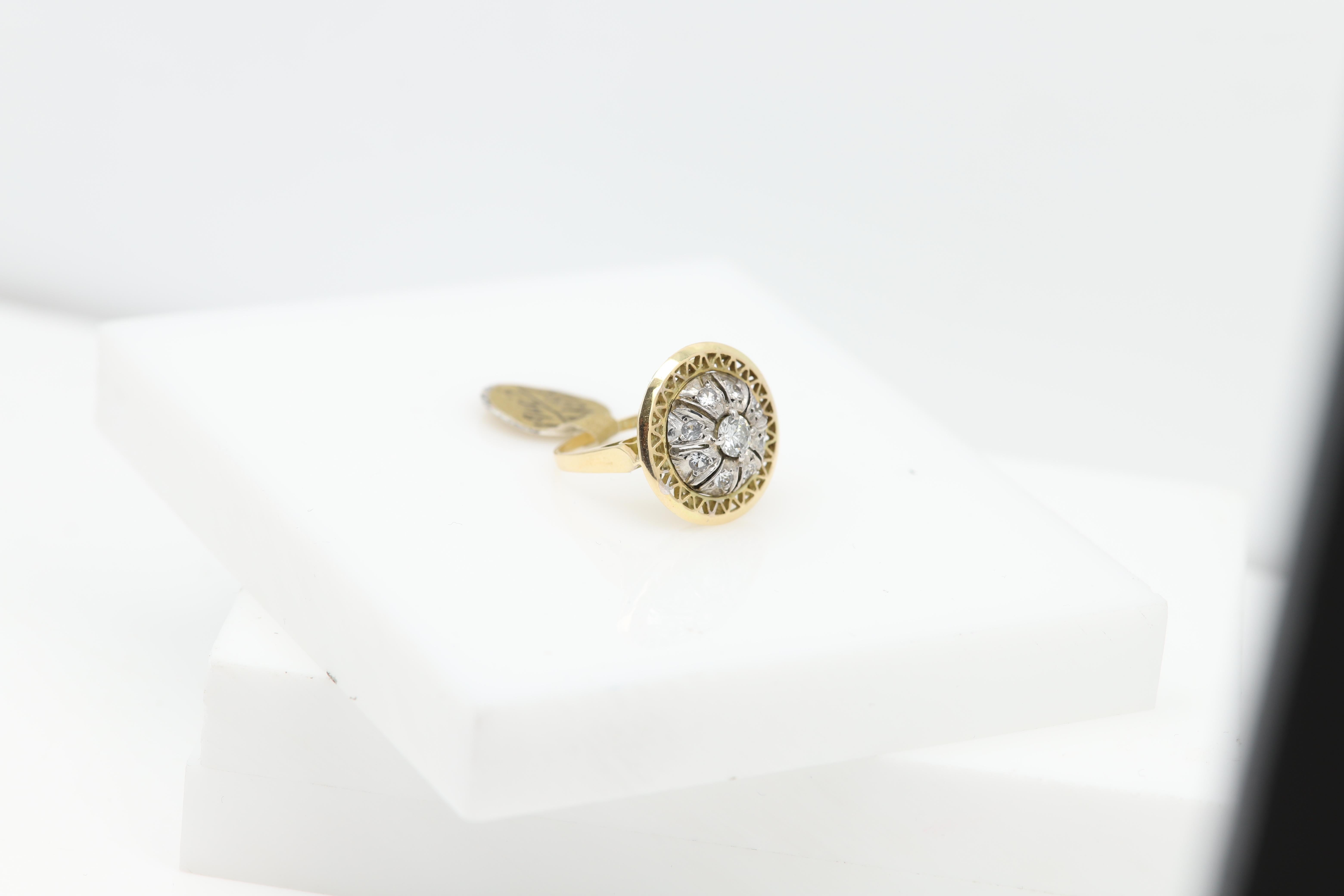 CIRCA 1940er Jahre Diamantring 14 Karat Gold Fingergröße 4 Damen im Angebot
