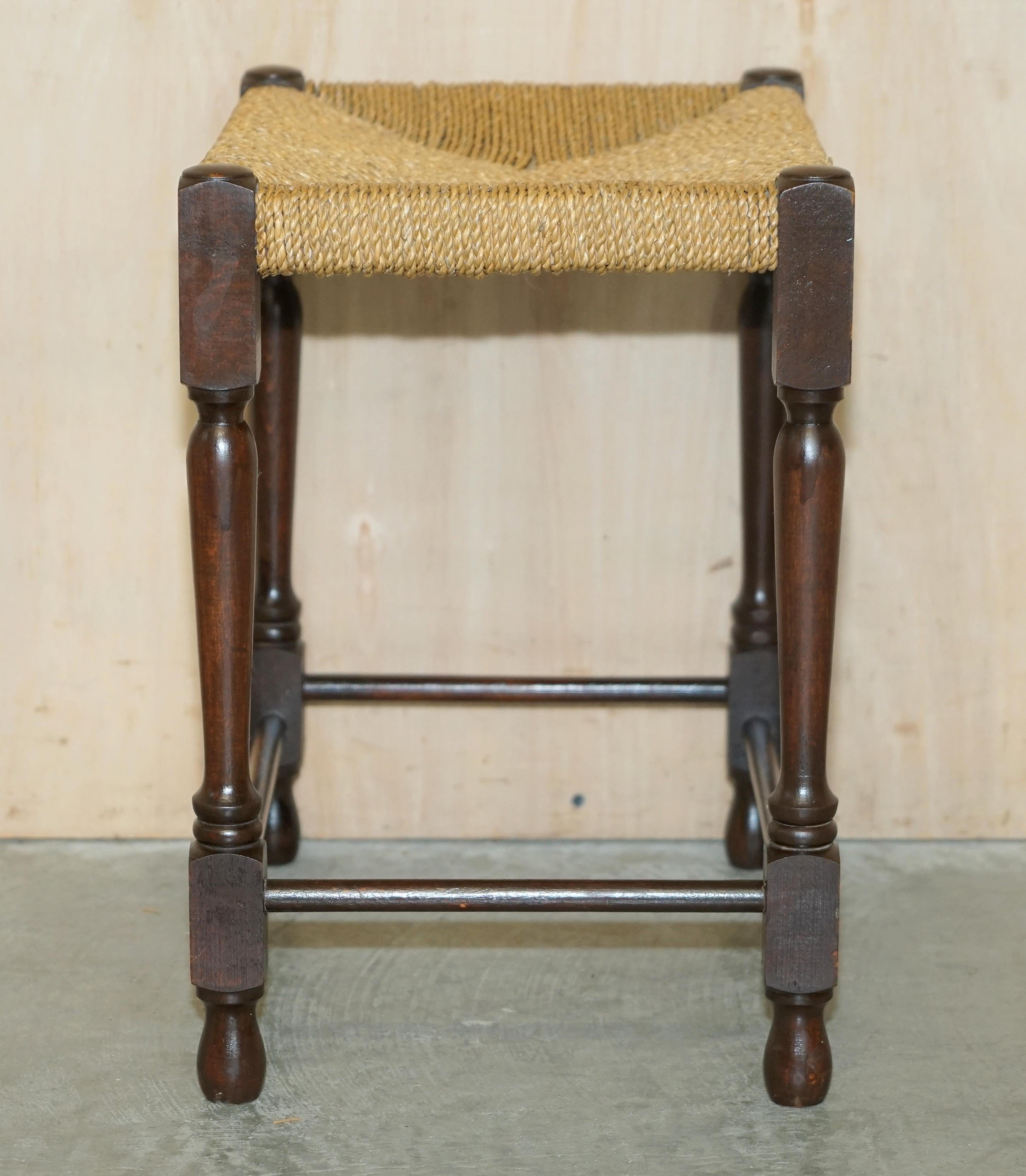Vintage circa 1940s Dutch Bench Stool with Rope Woven Rush Style Seat For Sale 6