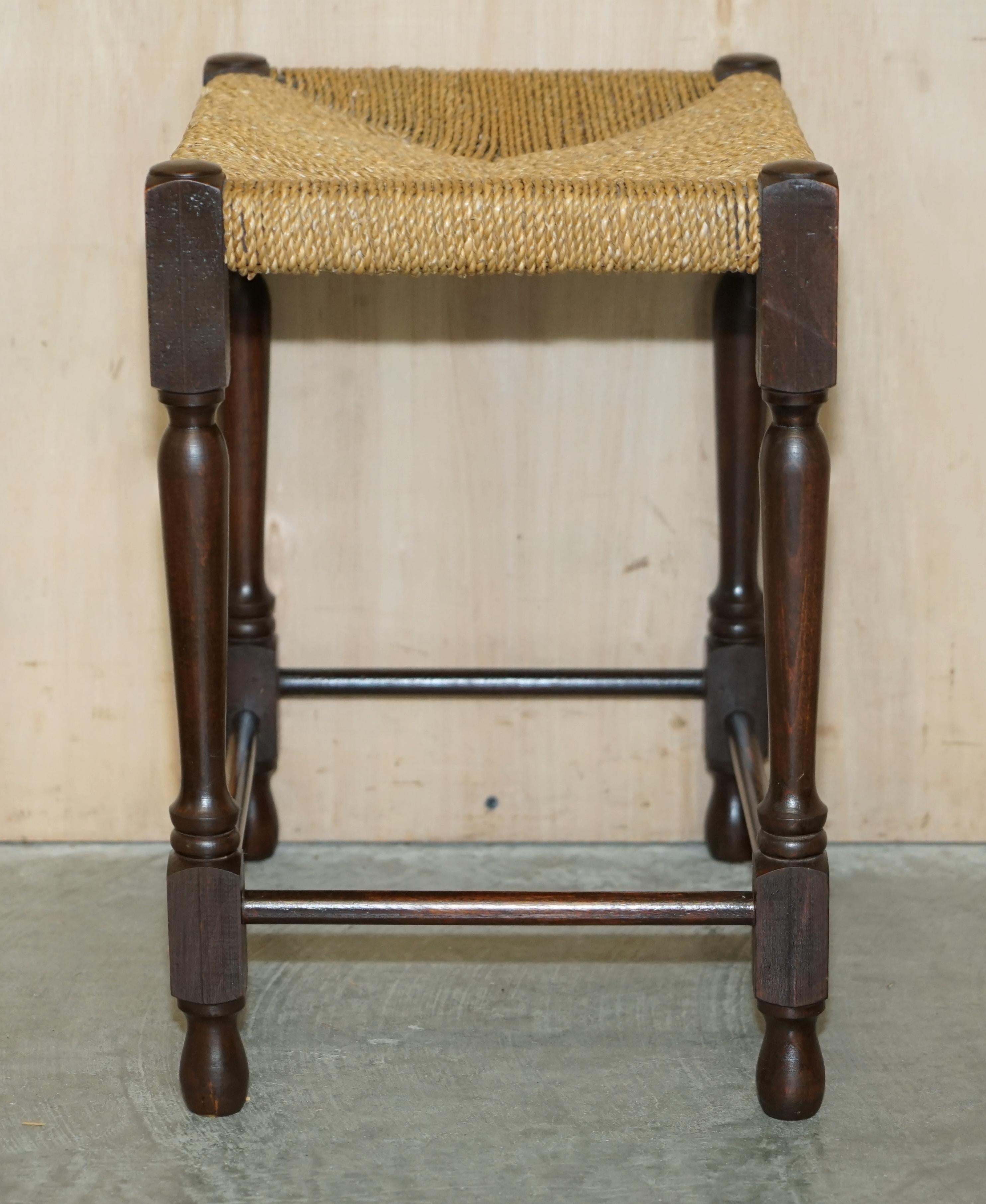 Vintage circa 1940s Dutch Bench Stool with Rope Woven Rush Style Seat For Sale 8