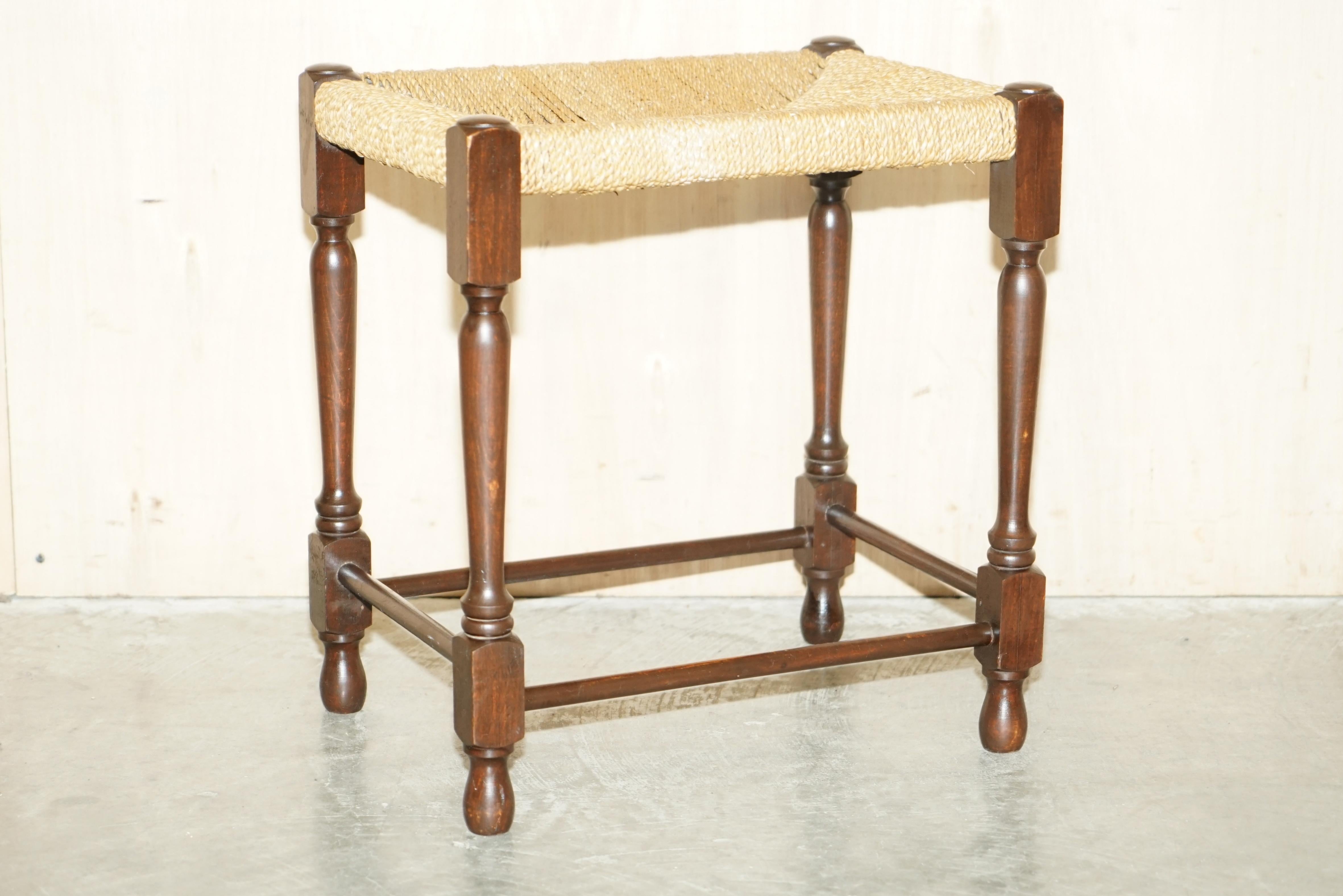 We are delighted to offer for sale this lovely original circa 1940's Dutch Beech wood stool with rope twist rush style seat

A very decorative and well made piece, these stools are super popular in the dining chair range, they have been in