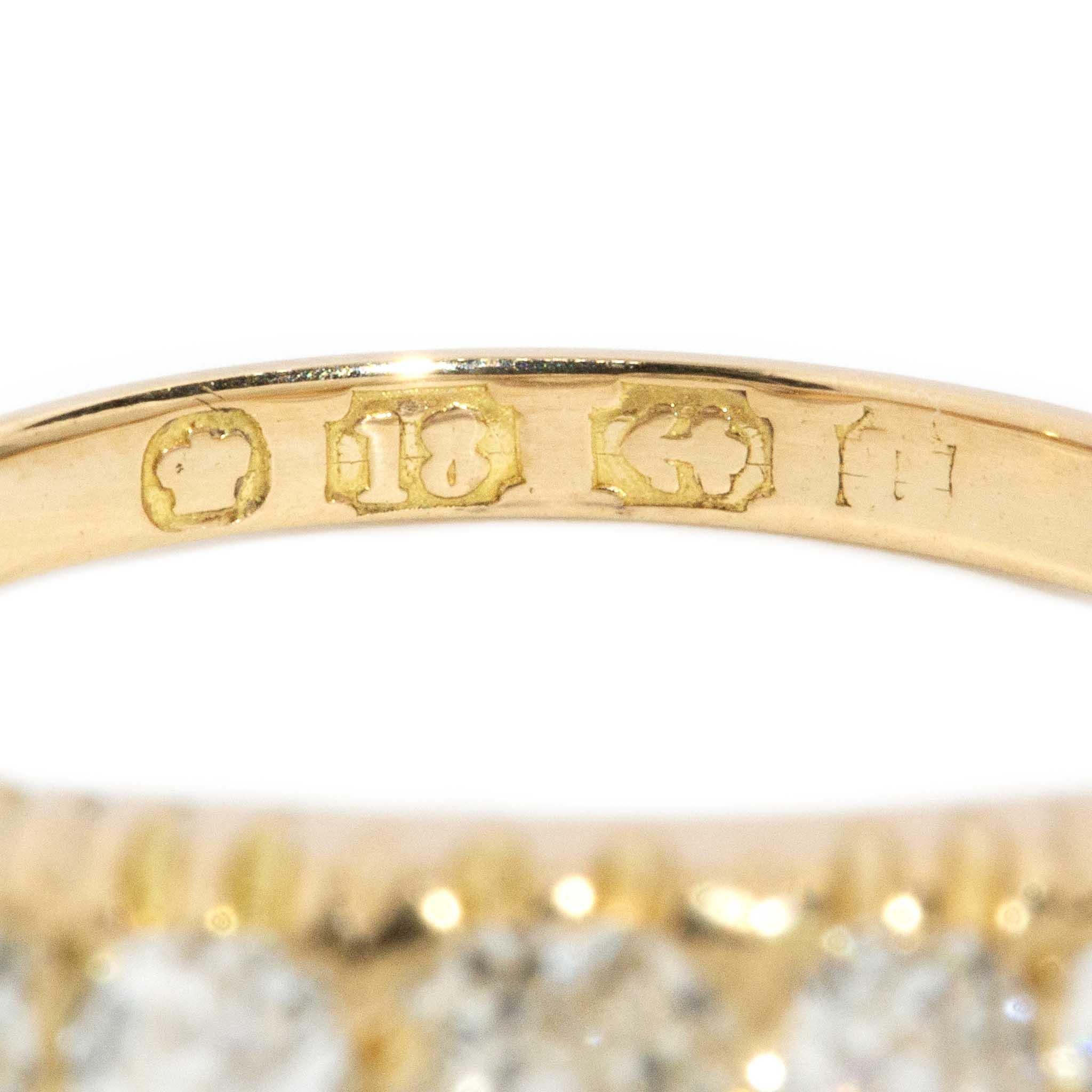 Vintage Circa 1940s Old Cut Diamond London Bridge Ring 18 Carat Yellow Gold For Sale 5
