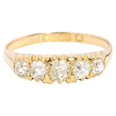 Vintage Circa 1940s Old Cut Diamond London Bridge Ring 18 Carat Yellow Gold
