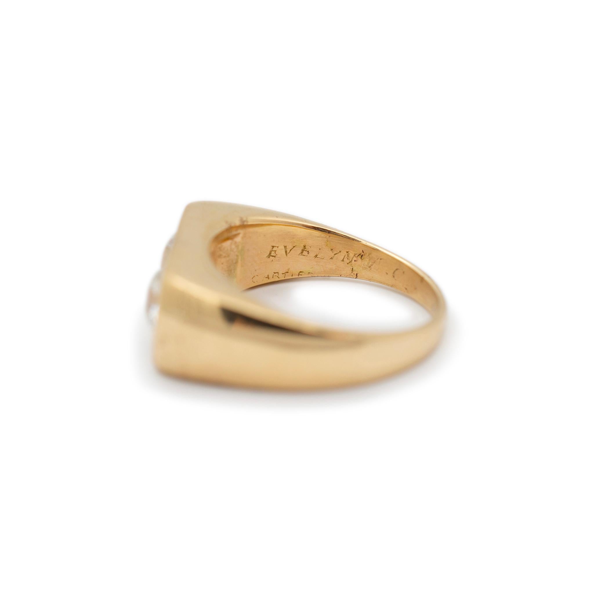 Vintage Circa 1942 Cartier Verlobungsring aus 14 Karat Gelbgold mit alteuropäischem Diamanten Damen
