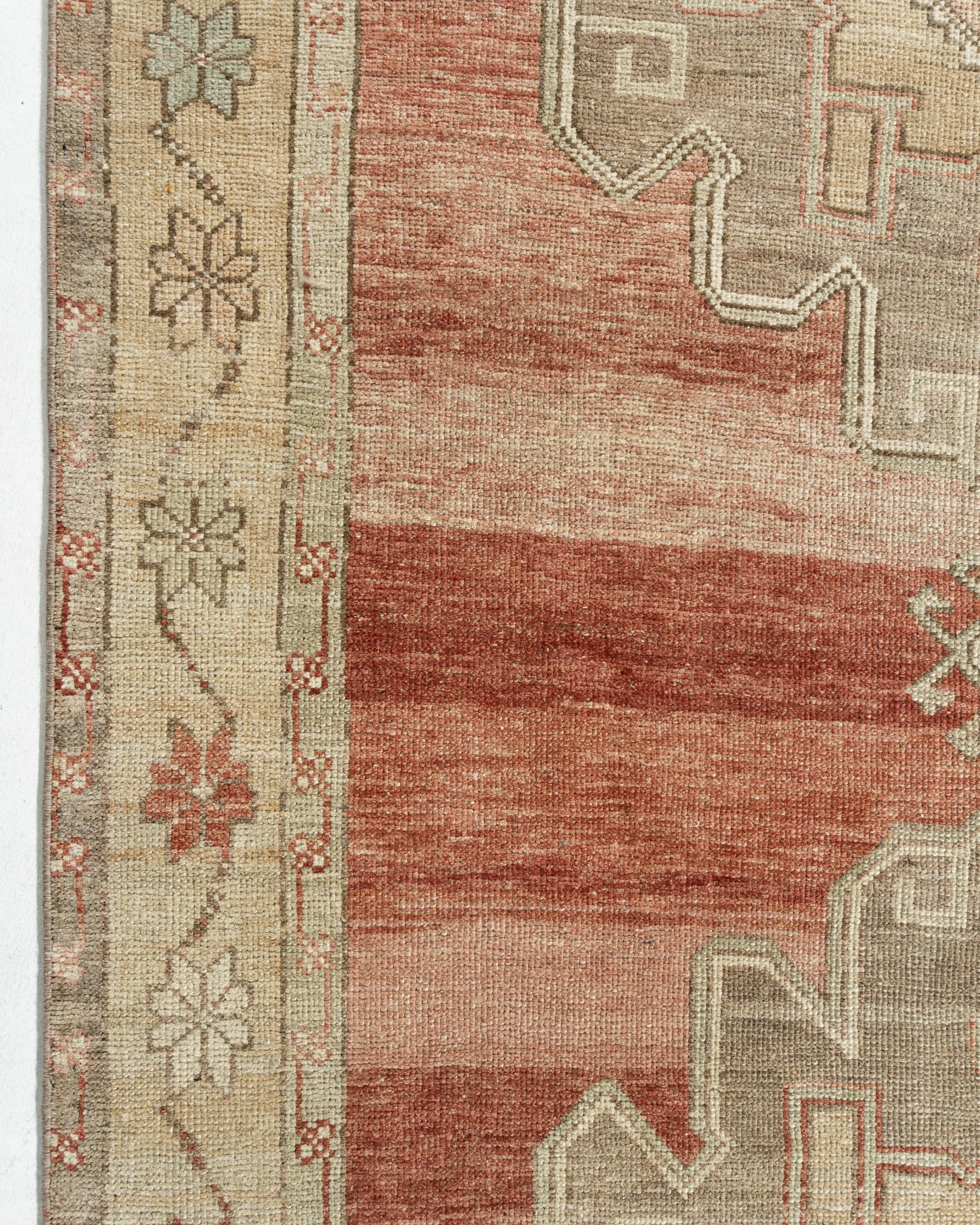 Vintage Circa 194Turkish Oushak Hand Knotted Wool Runner, Terracotta, 5'1 x 11'9 For Sale 8