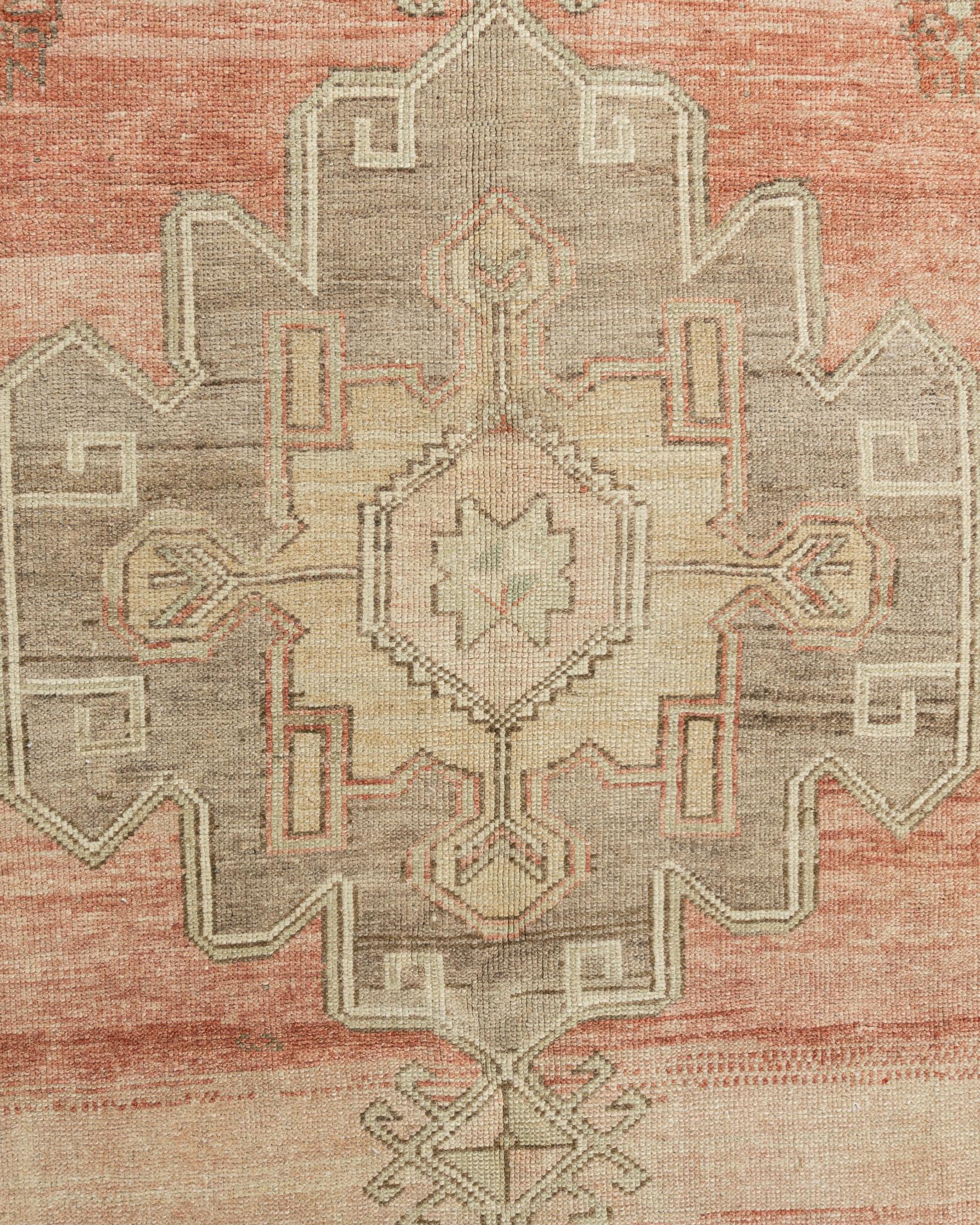 Vintage Circa 194Turkish Oushak Hand Knotted Wool Runner, Terracotta, 5'1 x 11'9 For Sale 10