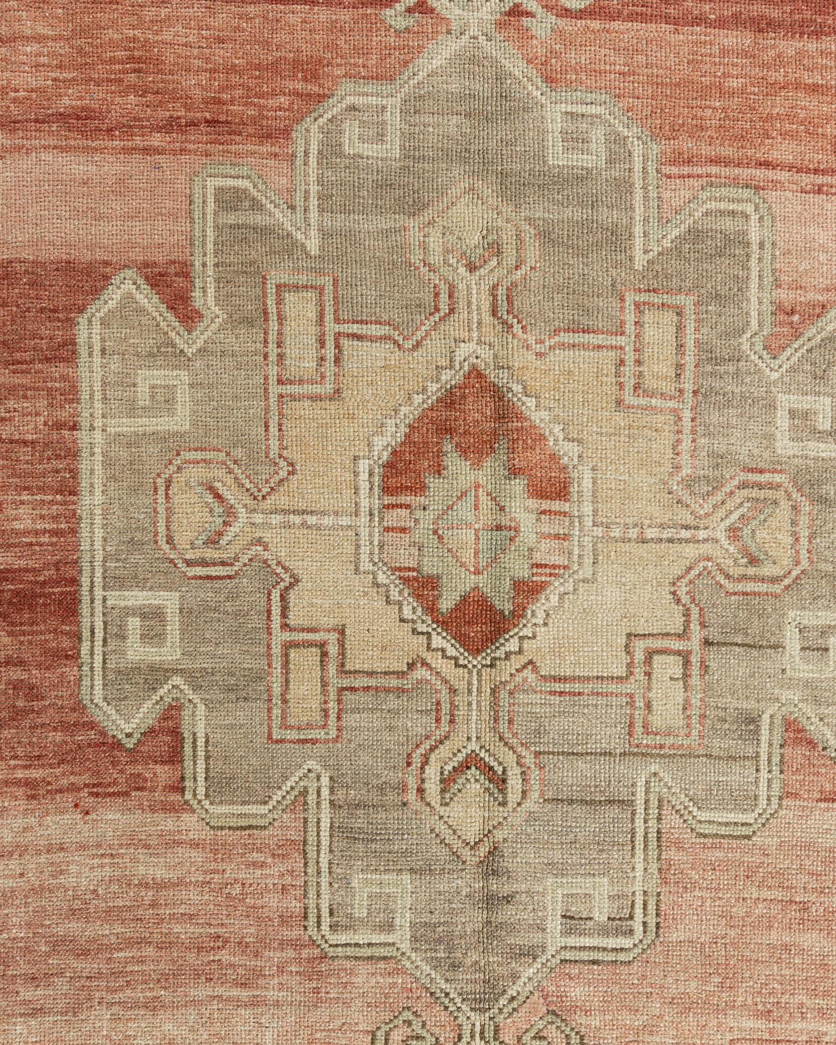Vintage Circa 194Turkish Oushak Hand Knotted Wool Runner, Terracotta, 5'1 x 11'9 For Sale 12