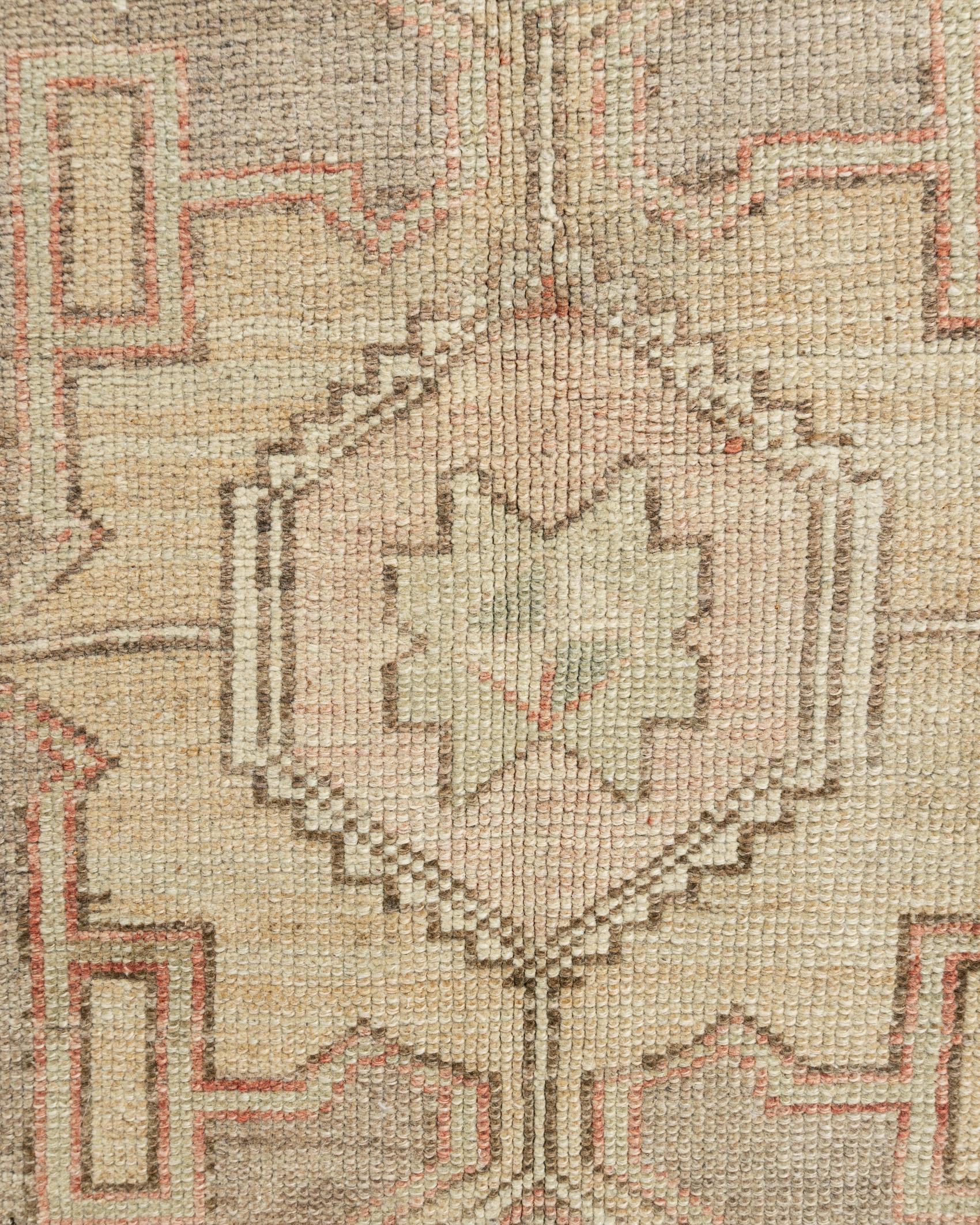 Vintage Circa 194Turkish Oushak Hand Knotted Wool Runner, Terracotta, 5'1 x 11'9 For Sale 3