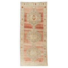 Vintage Circa 194Turkish Oushak Hand Knotted Wool Runner, Terracotta, 5'1 x 11'9