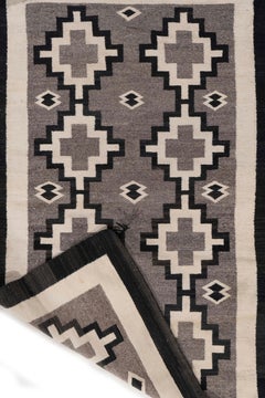 Vintage Circa 1950 Gray Navajo Hand Knotted Rug 3'4 X 5'4