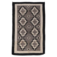 Vintage Circa 1950 Gray Navajo Hand Knotted Rug 3'4 X 5'4