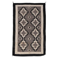 Vintage Circa 1950 Gray Navajo Hand Knotted Rug 3'4 X 5'4