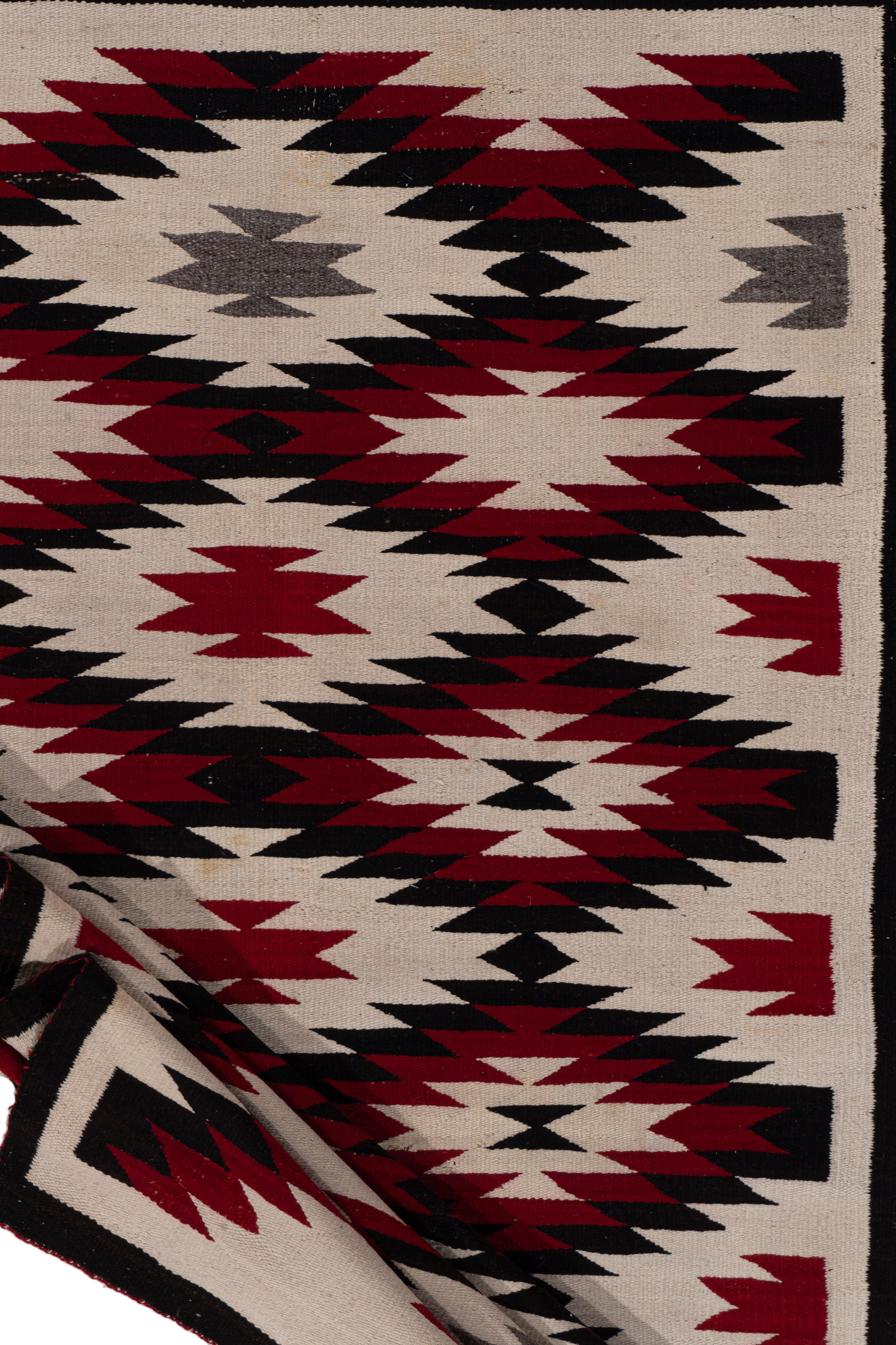 Vintage Circa 1950 Ivory Navajo Hand Woven Rug, 3'7 X 6'1. Navajos are usually in scatter sizes and larger, room size pieces are both extremely rare and highly desirable . As perpetually fashionable as they are collectible, traditional Navajo rugs,