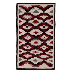 Alfombra tejida a mano navajo marfil vintage circa 1950, 3'7 X 6'1
