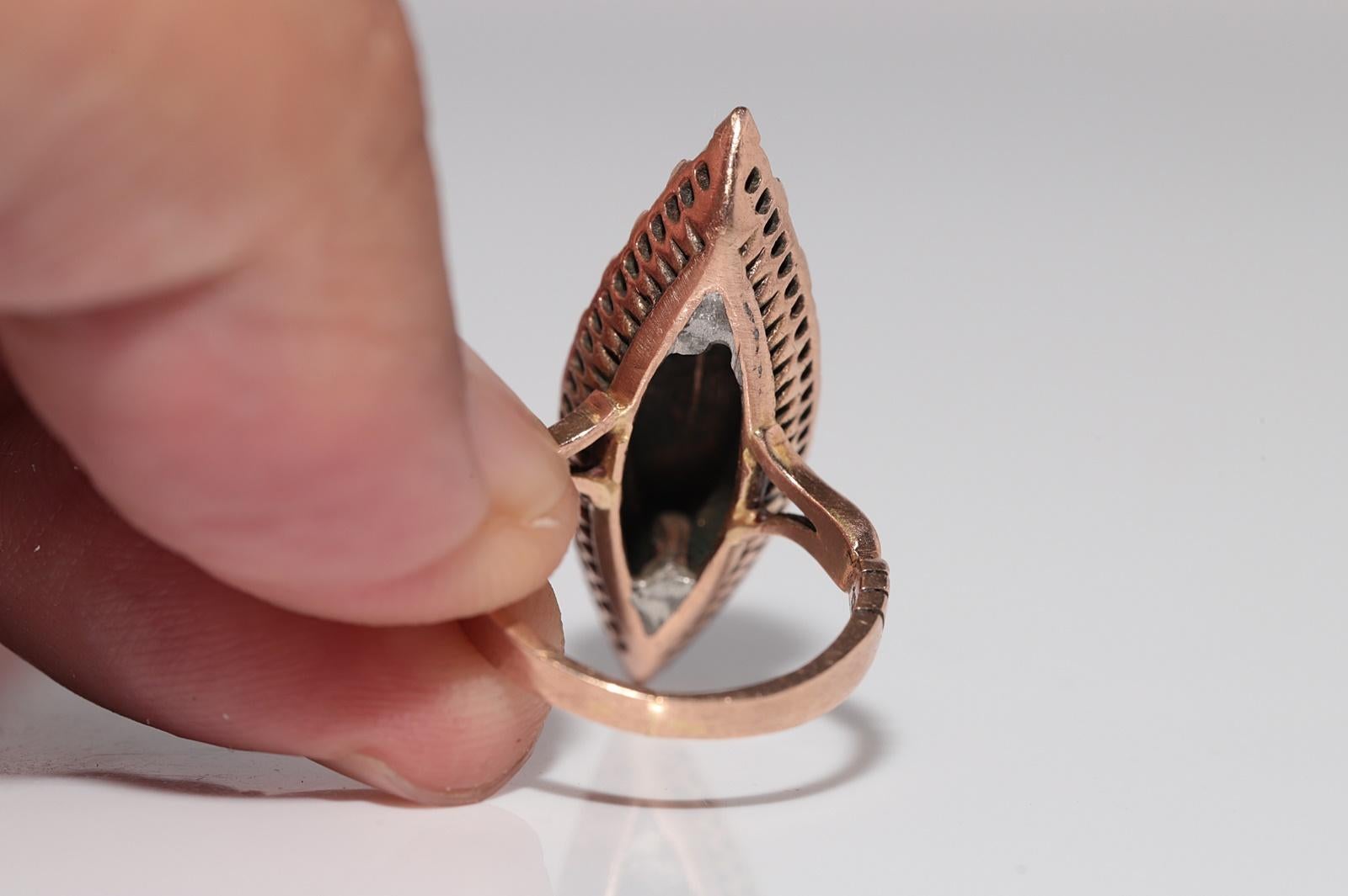 Vintage CIRCA 1950er Jahre 12k Gold natürlichen Rosenschliff Diamant verziert Navette Ring im Angebot 8