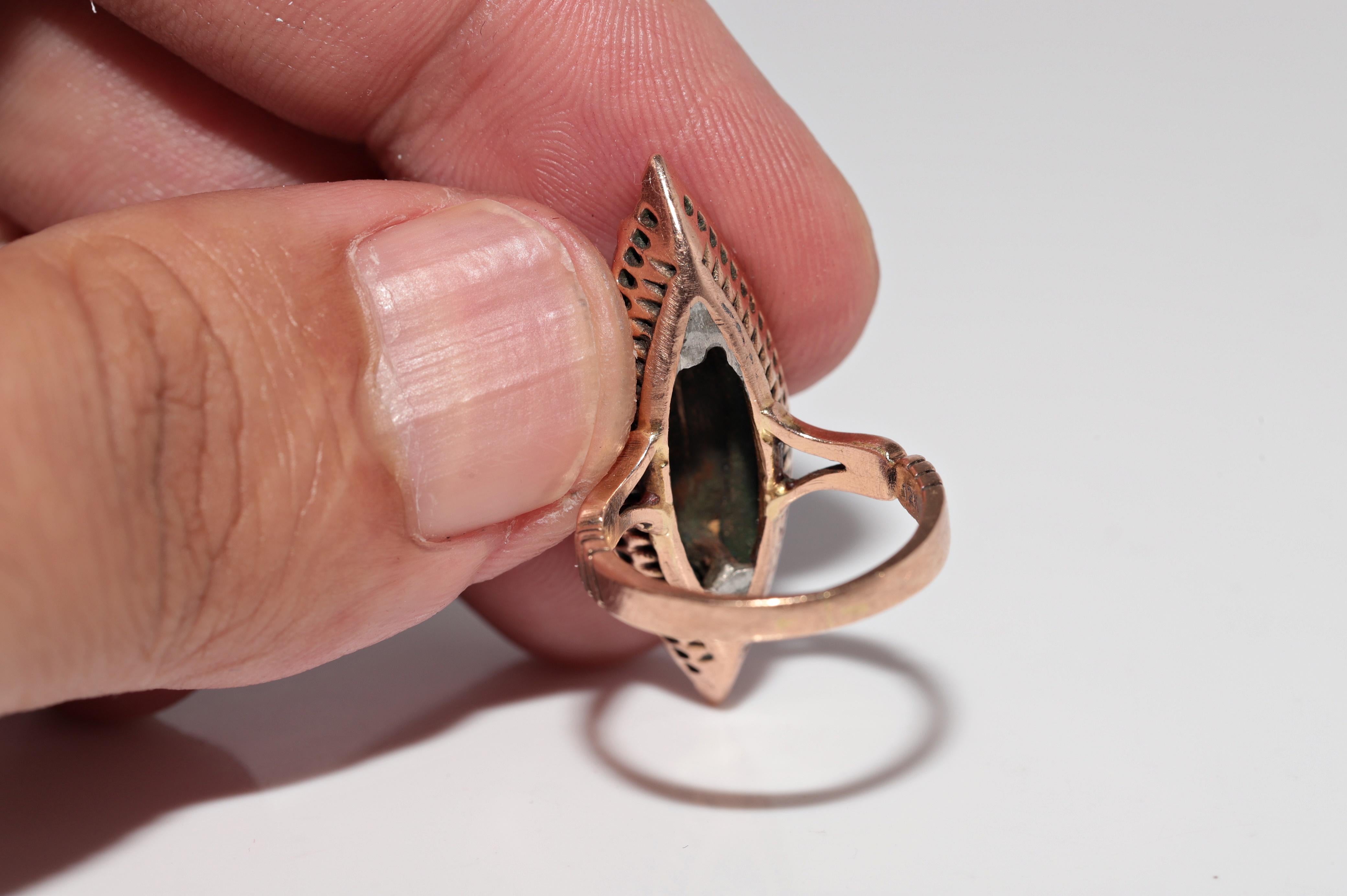 Vintage CIRCA 1950er Jahre 12k Gold natürlichen Rosenschliff Diamant verziert Navette Ring im Angebot 10