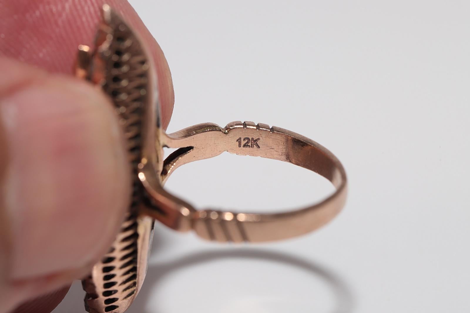 Vintage CIRCA 1950er Jahre 12k Gold natürlichen Rosenschliff Diamant verziert Navette Ring im Angebot 15