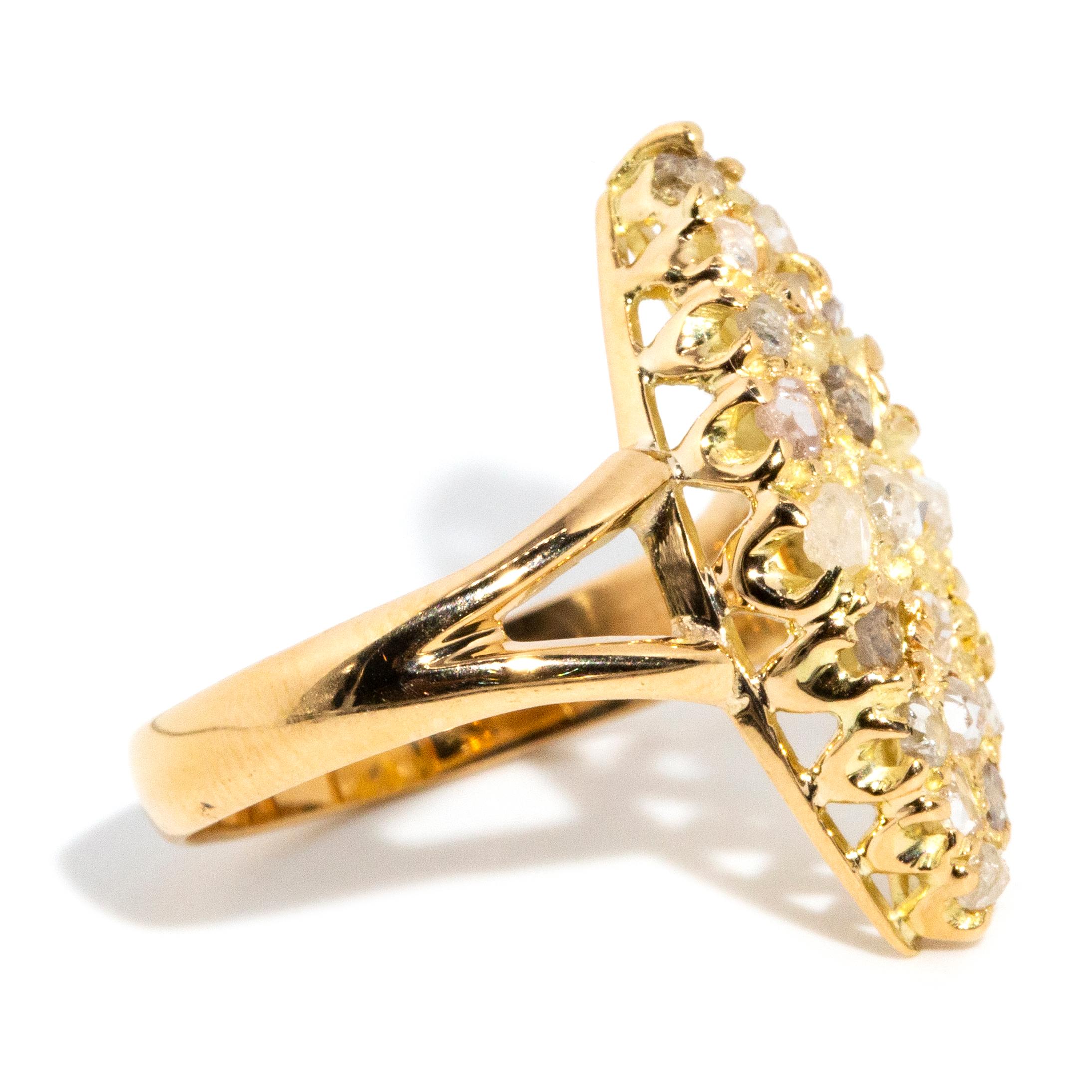 14 Karat Roségold Marquise-Diamant-Cluster-Ring, Vintage, ca. 1950er Jahre 3