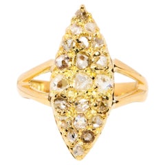 14 Karat Roségold Marquise-Diamant-Cluster-Ring, Vintage, ca. 1950er Jahre