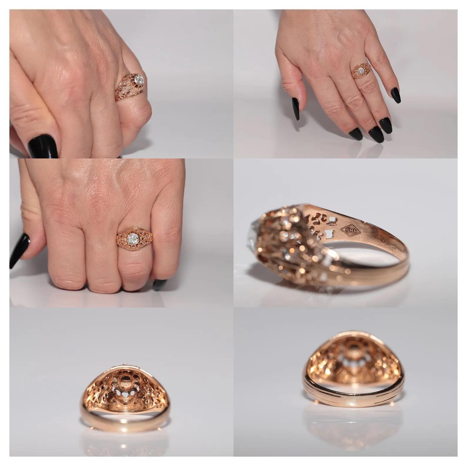 Vintage CIRCA 1950er Jahre 14k Gold natürlichen Diamanten verziert Solitär-Ring im Angebot 4