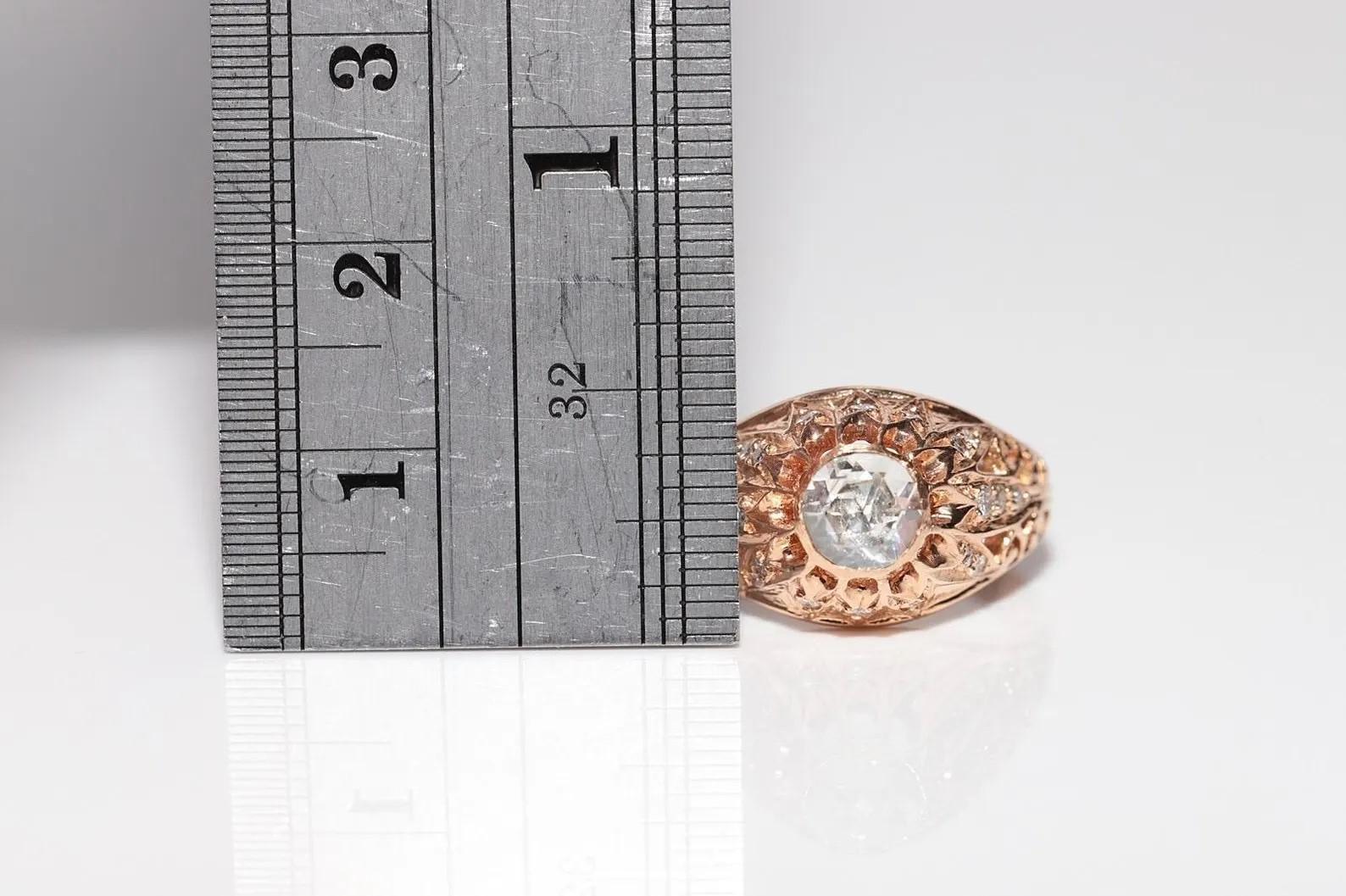 Vintage CIRCA 1950er Jahre 14k Gold natürlichen Diamanten verziert Solitär-Ring im Angebot 2