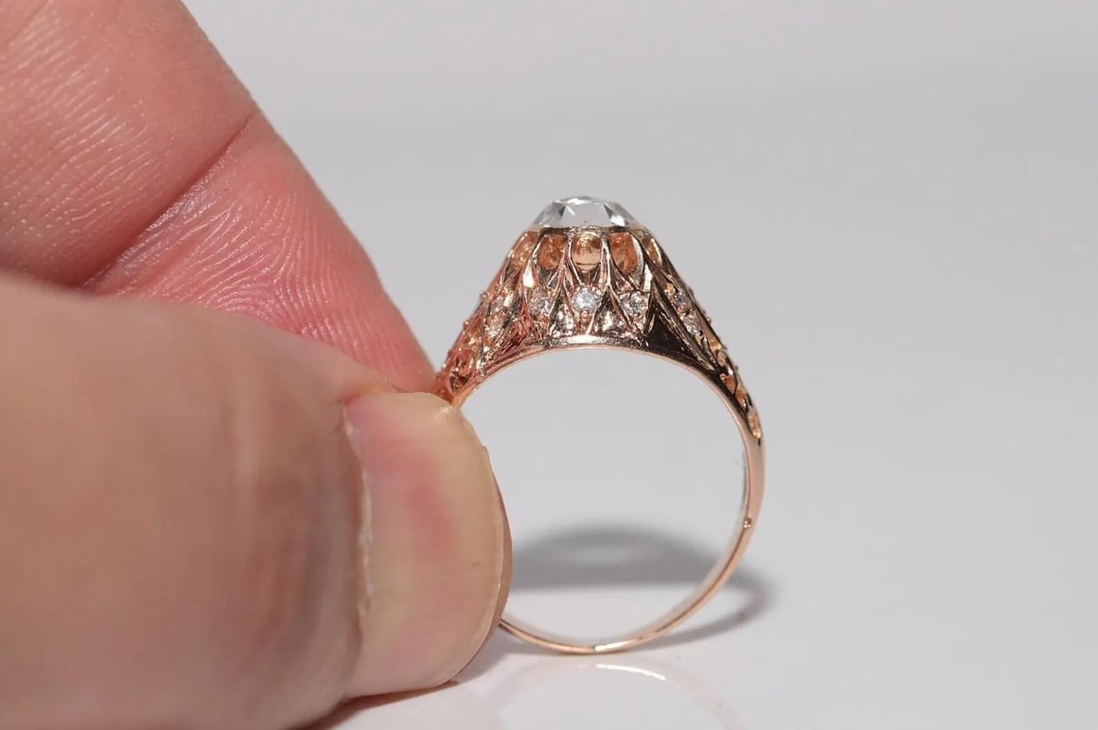 Vintage CIRCA 1950er Jahre 14k Gold natürlichen Diamanten verziert Solitär-Ring im Angebot 3