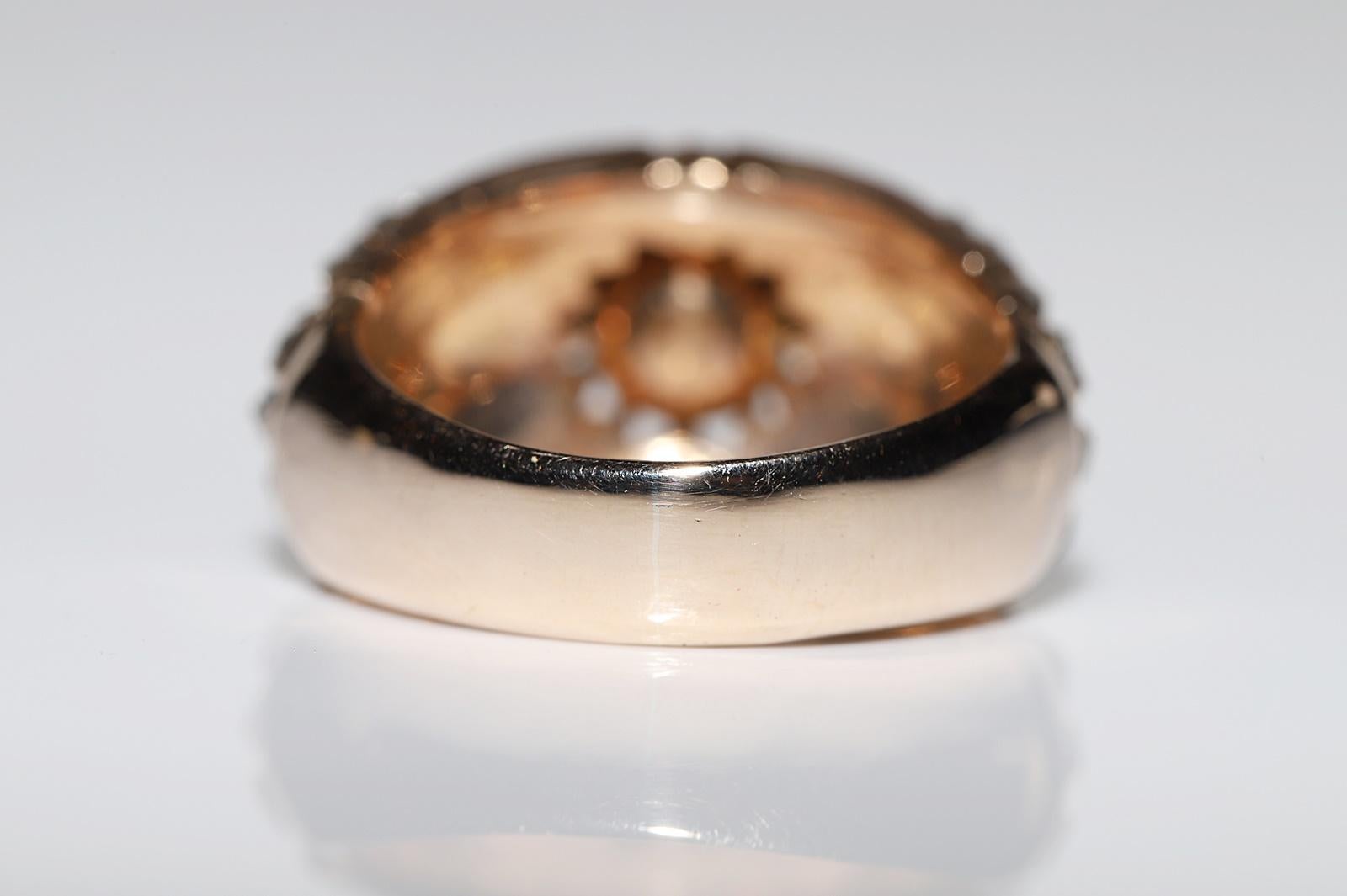 Vintage Circa 1950er Jahre 14k Gold Natürlicher Rosenschliff Diamant Dekorierter starker Ring im Angebot 4