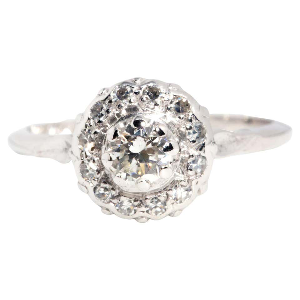 1950s 1.07 Carat Diamond and White Gold Cluster Ring For Sale at ...
