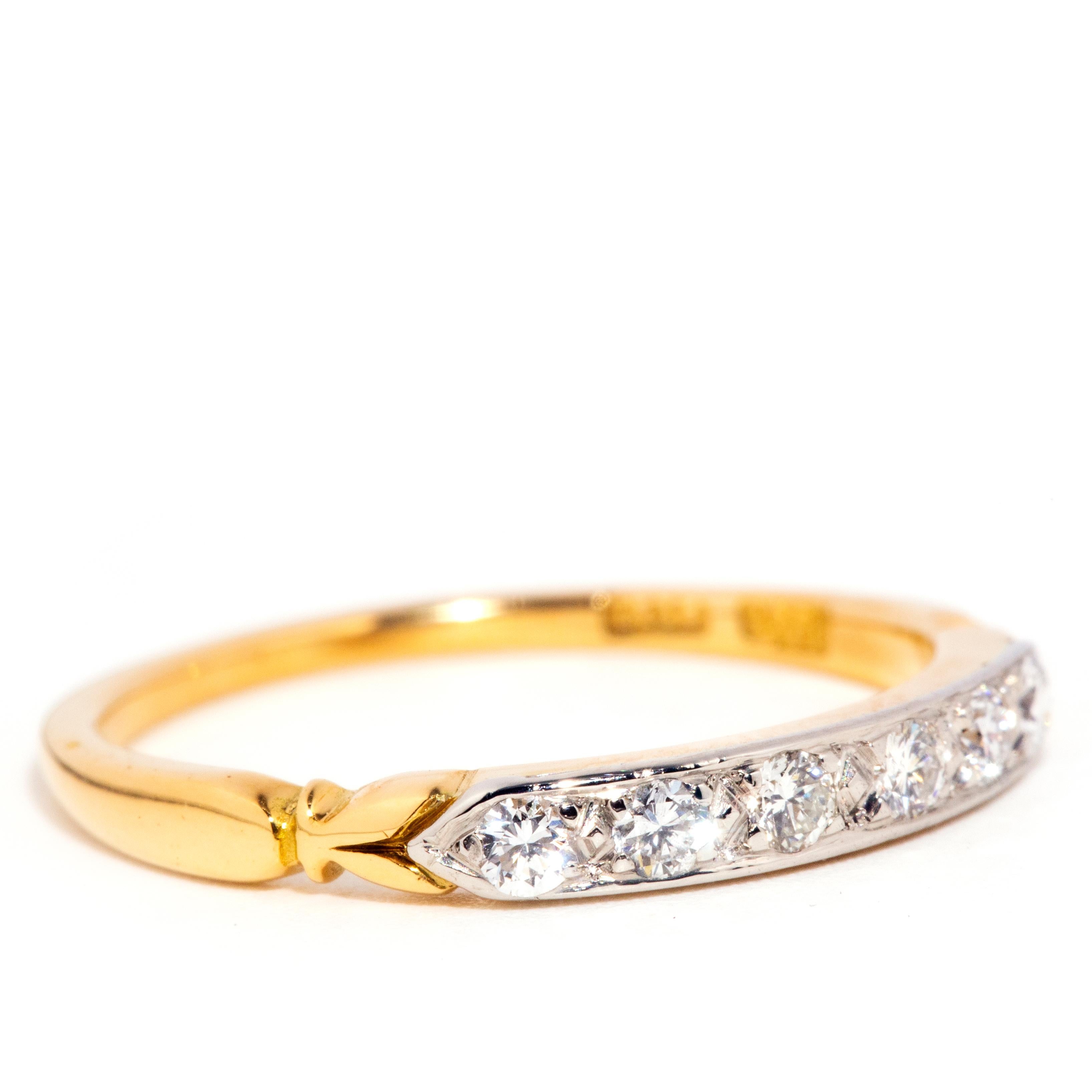 Modern Vintage Circa 1950s 18 Carat Yellow Gold and Platinum Brilliant Diamond Ring