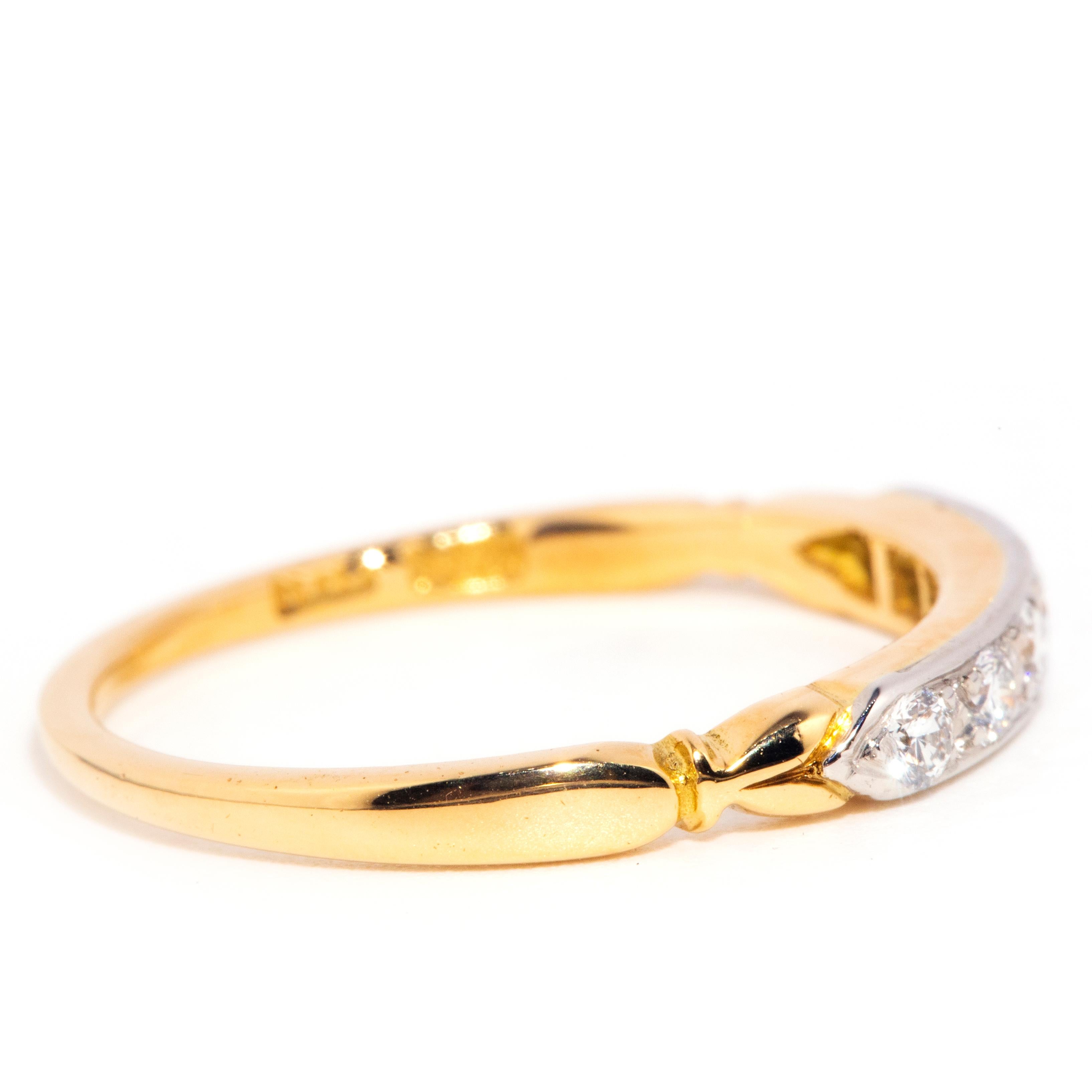 Vintage Circa 1950s 18 Carat Yellow Gold and Platinum Brilliant Diamond Ring 1