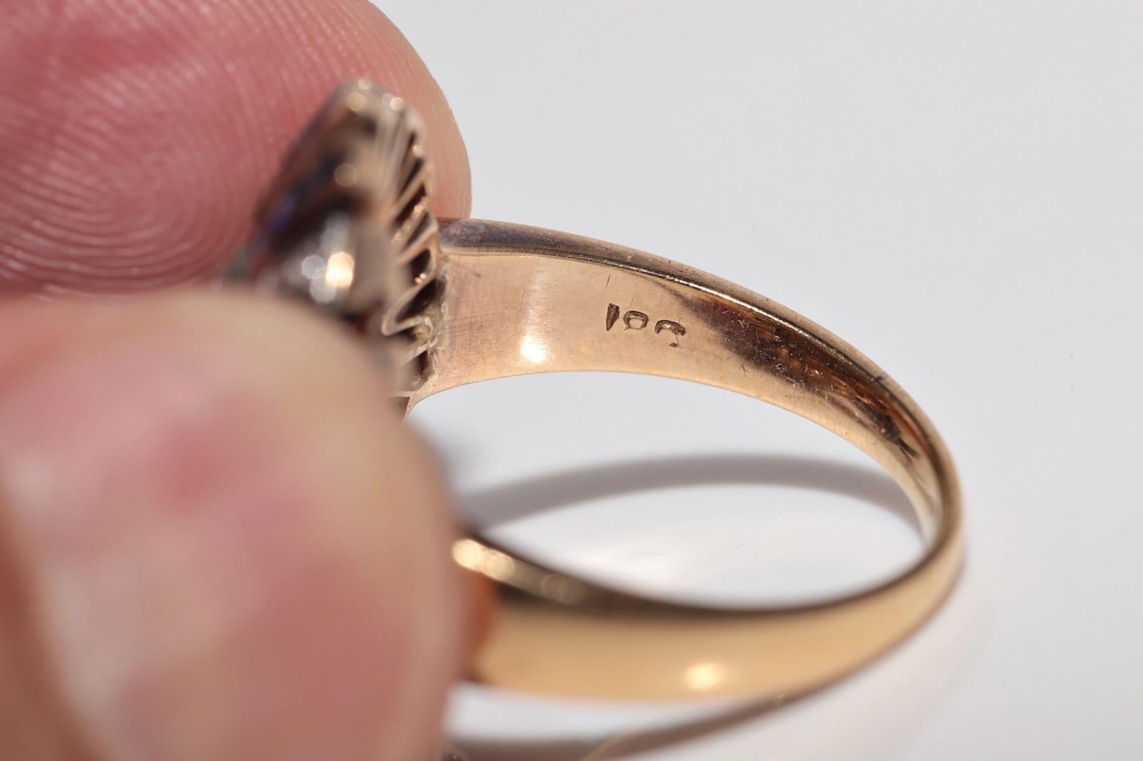 Vintage CIRCA 1950s 18k Gold Natürlicher Diamant und Saphir Starker Ring im Angebot 8