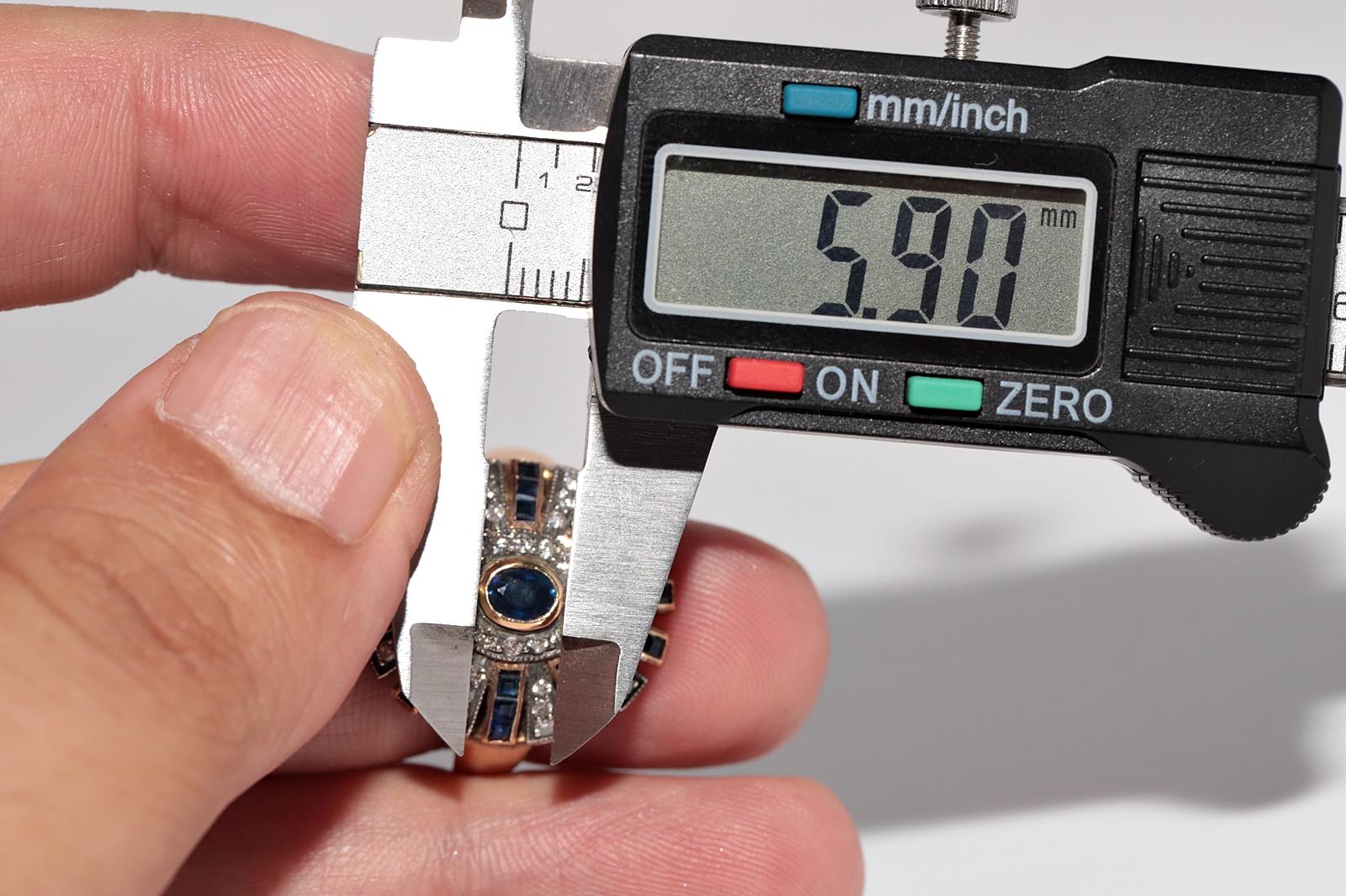 Vintage CIRCA 1950s 18k Gold Natürlicher Diamant und Saphir Starker Ring im Angebot 10