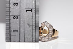 Vintage Circa  1950s 18k Gold Natural Old Cut Diamond  Belt Buckle Style Ring